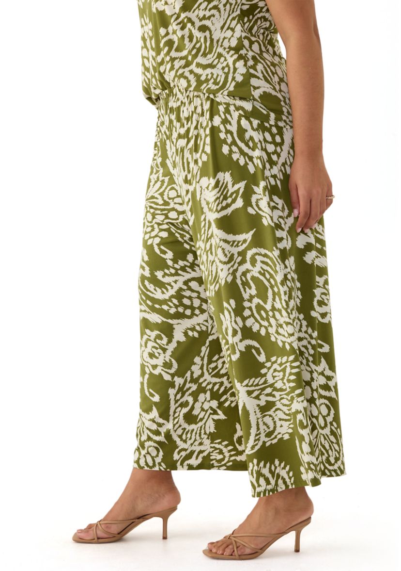 Plus Size Wide Leg Printed Pants 