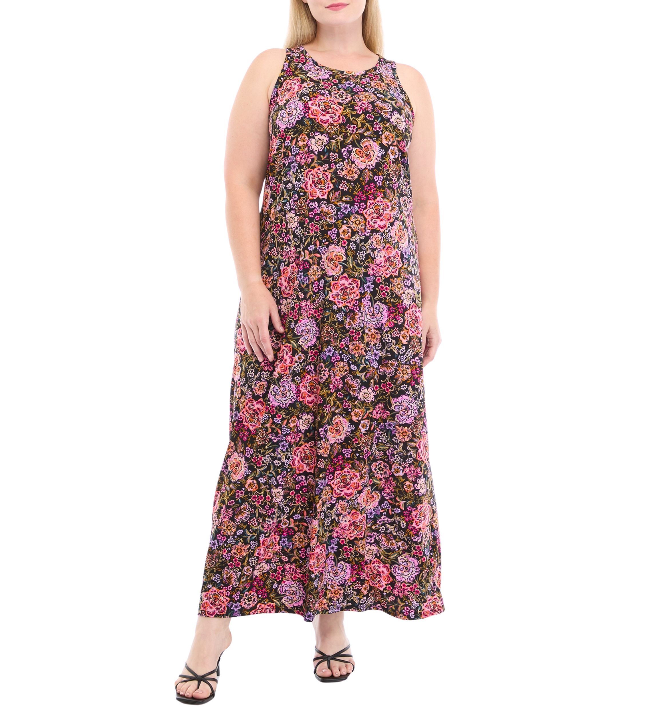 Plus Size Crew Neck Sleeveless Maxi Dress