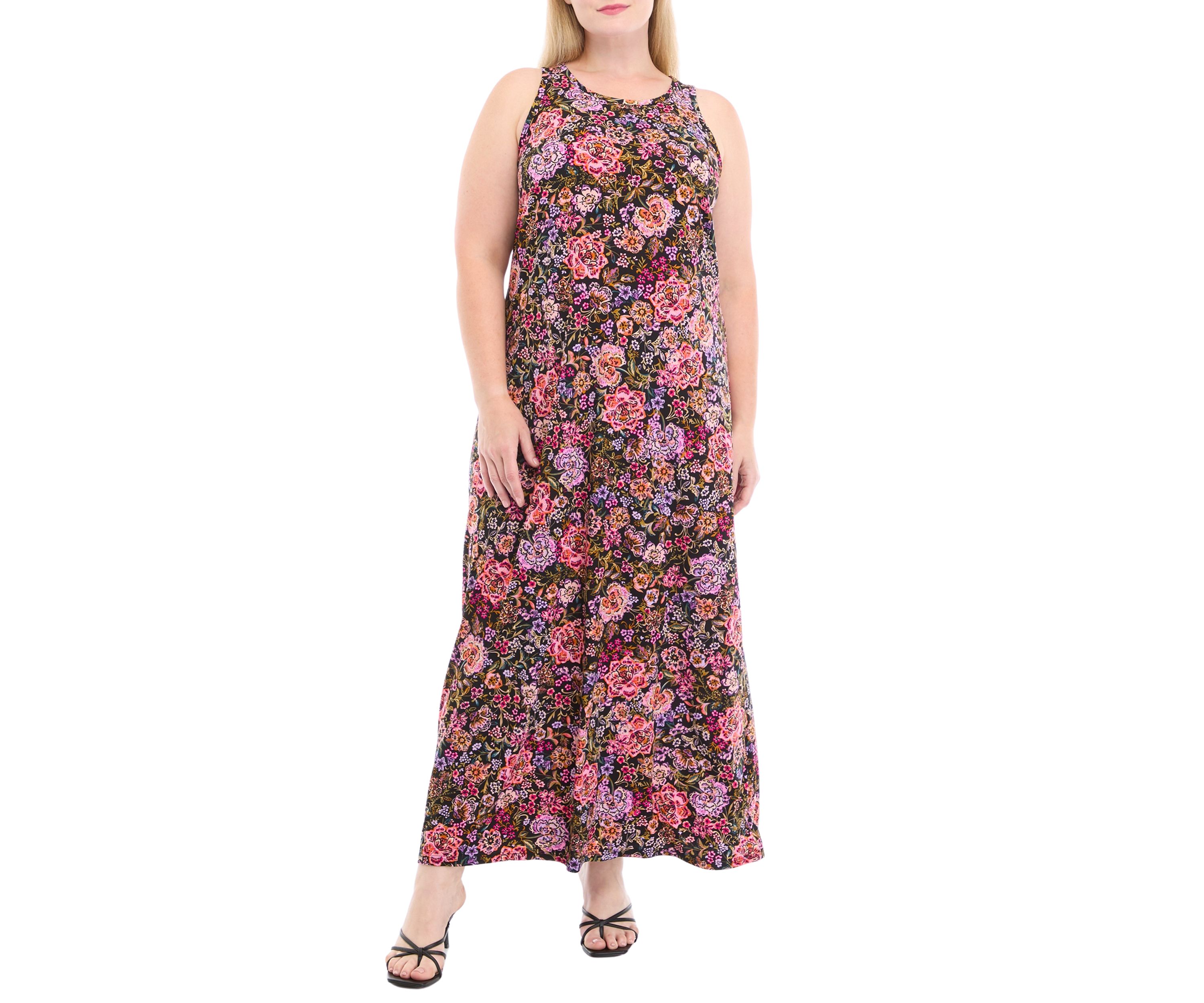 Plus Size Crew Neck Sleeveless Maxi Dress