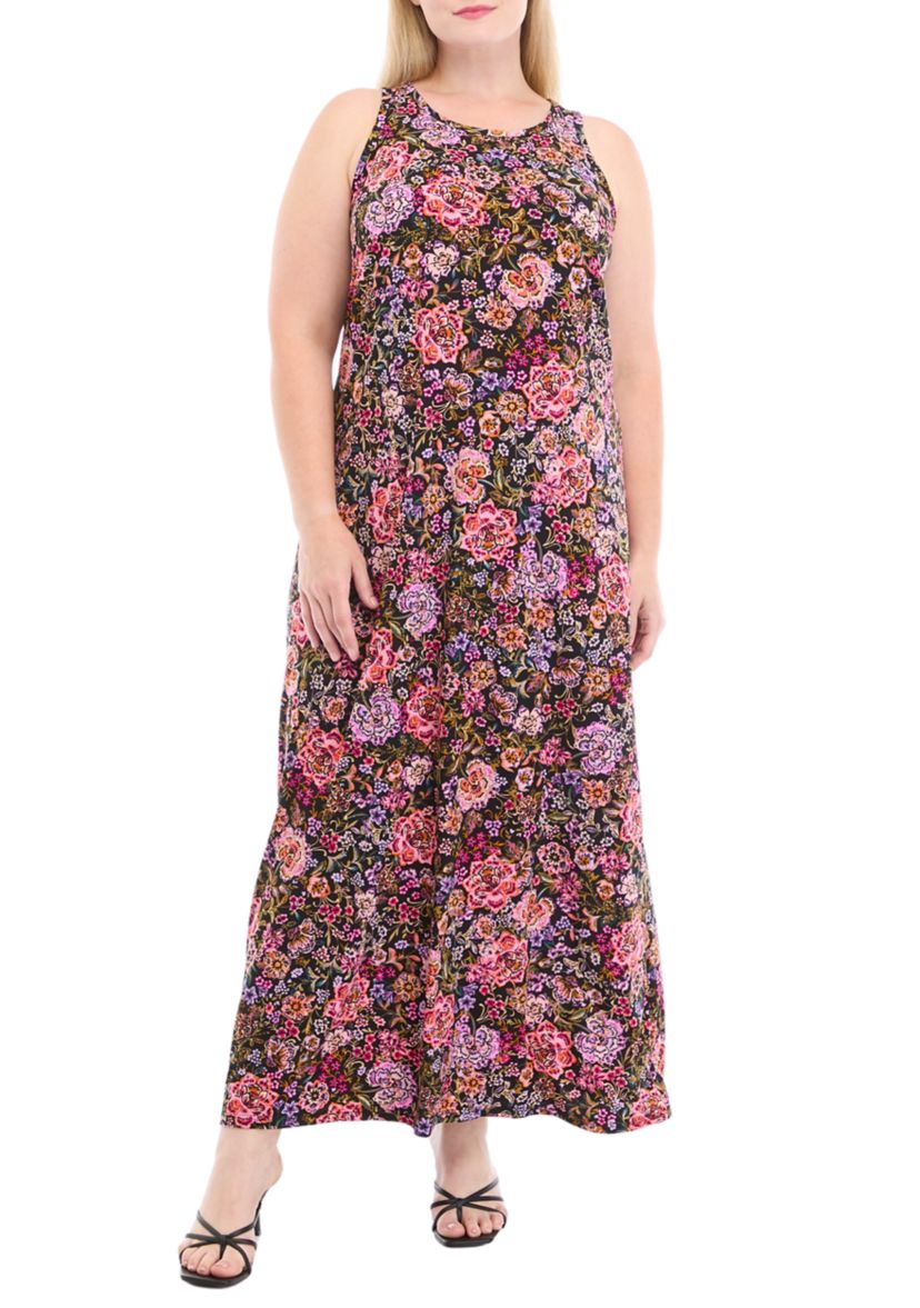 Plus Size Crew Neck Sleeveless Maxi Dress