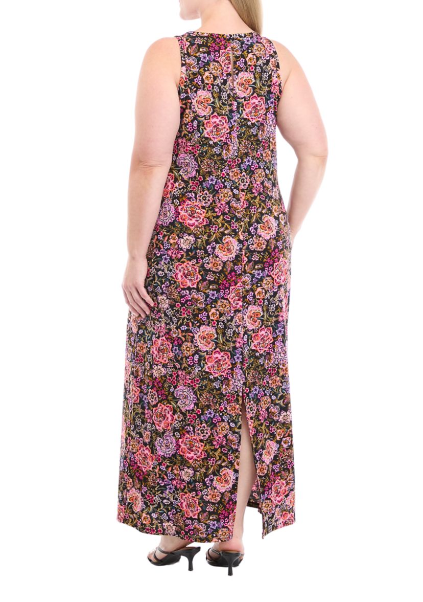Plus Size Crew Neck Sleeveless Maxi Dress