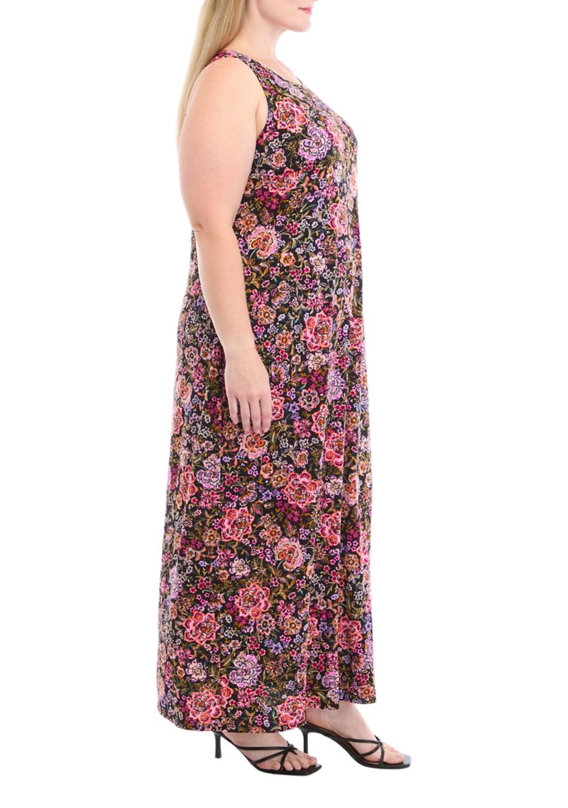 Plus Size Crew Neck Sleeveless Maxi Dress