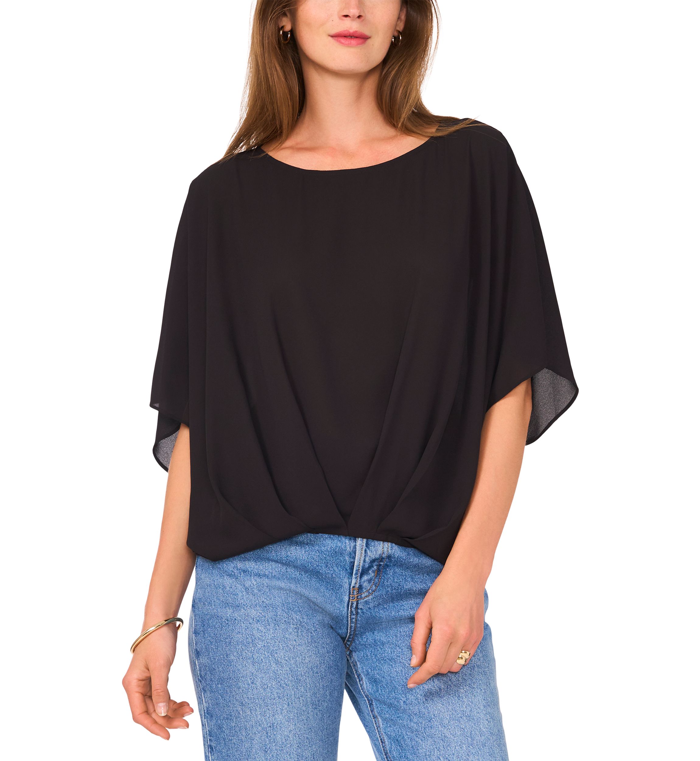 Womens Hi Low Solid Blouse