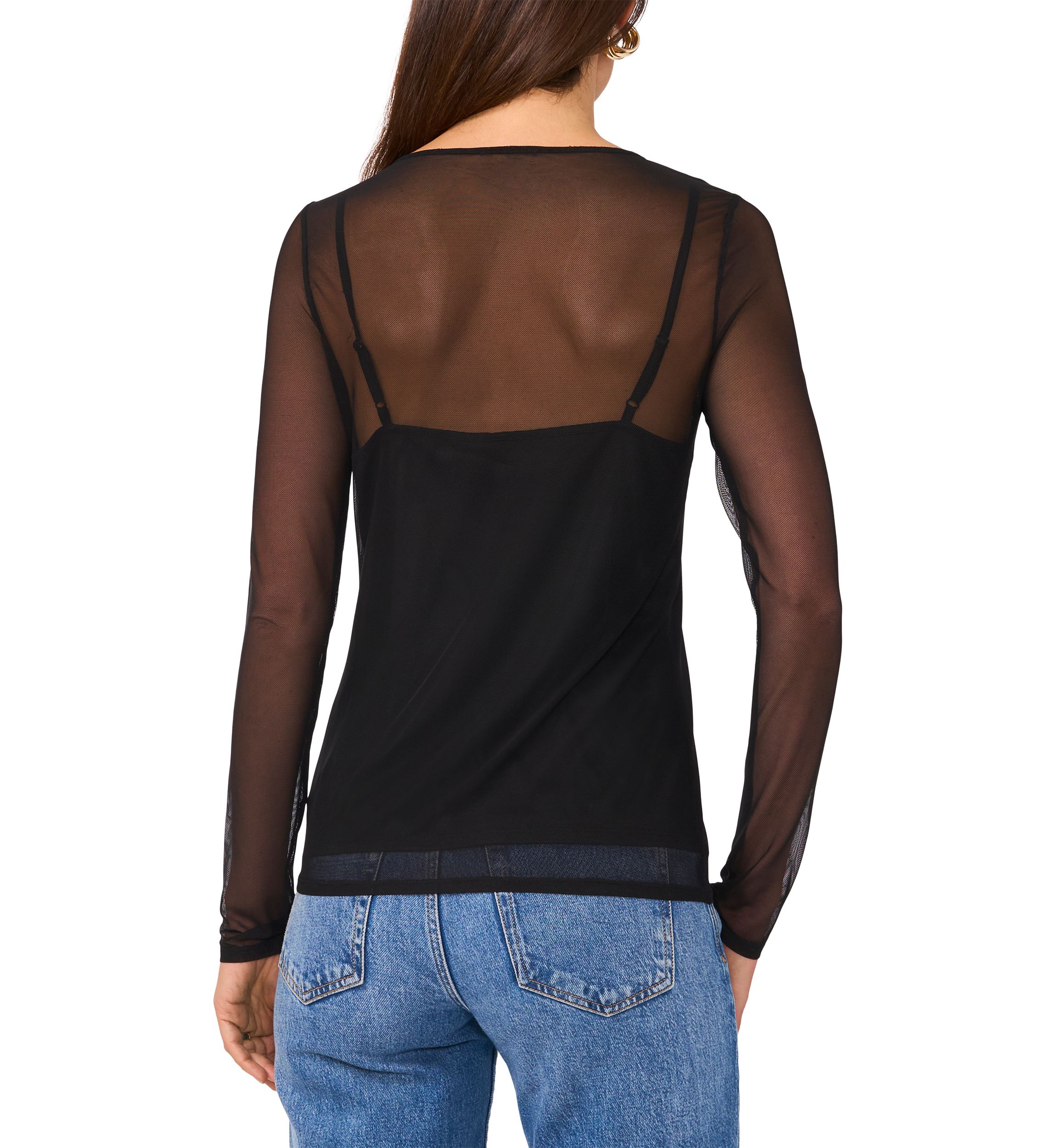 Womens Solid Mesh Top