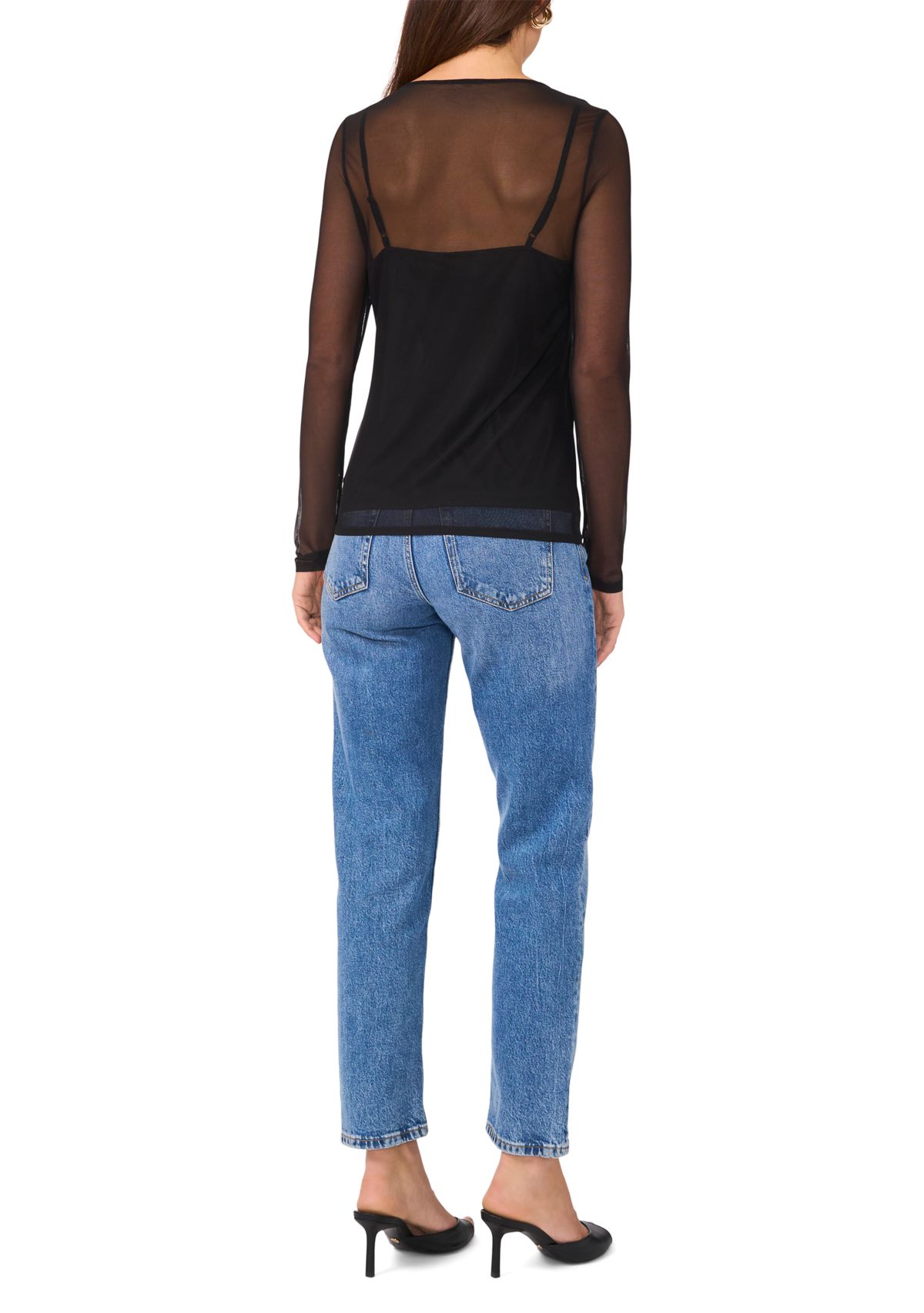 Womens Solid Mesh Top