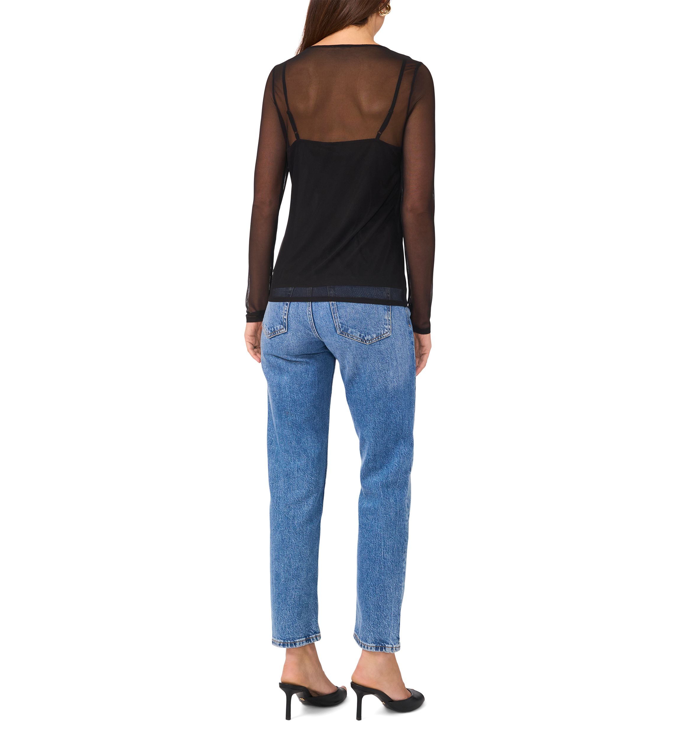 Womens Solid Mesh Top