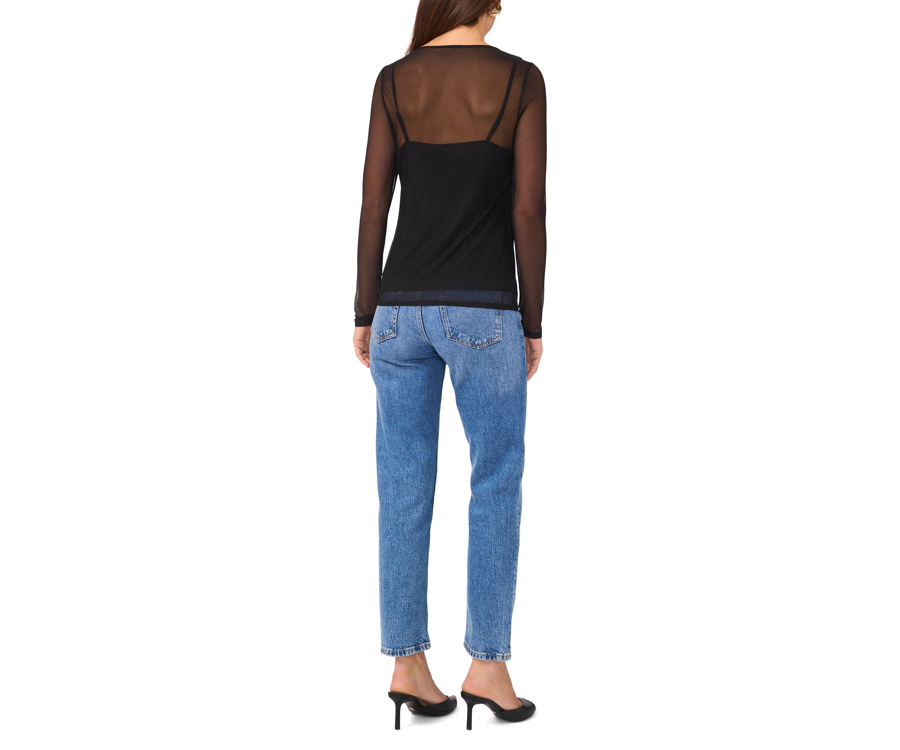 Womens Solid Mesh Top