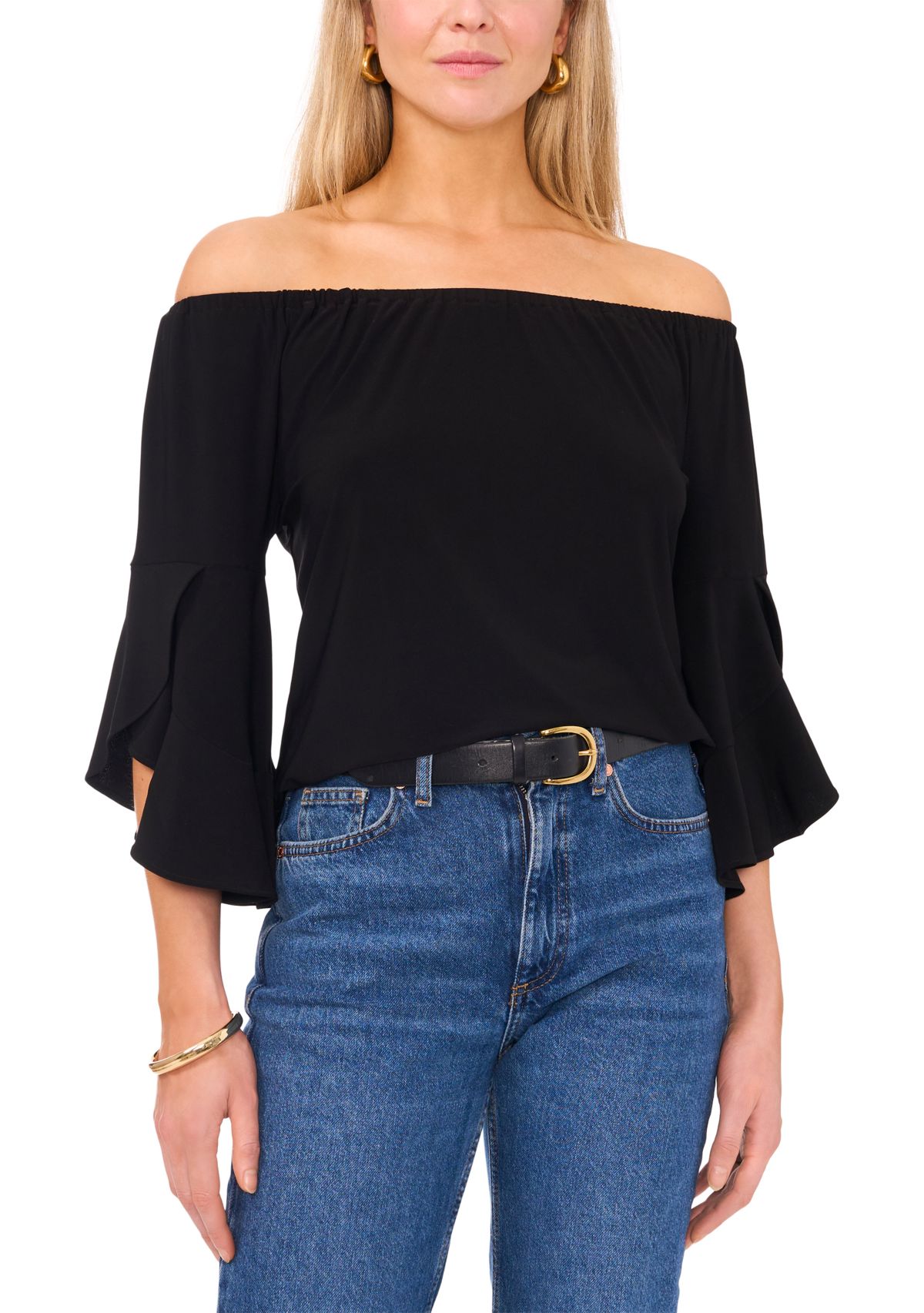 Womens Off the Shoulder Flutter Sleeve Top 