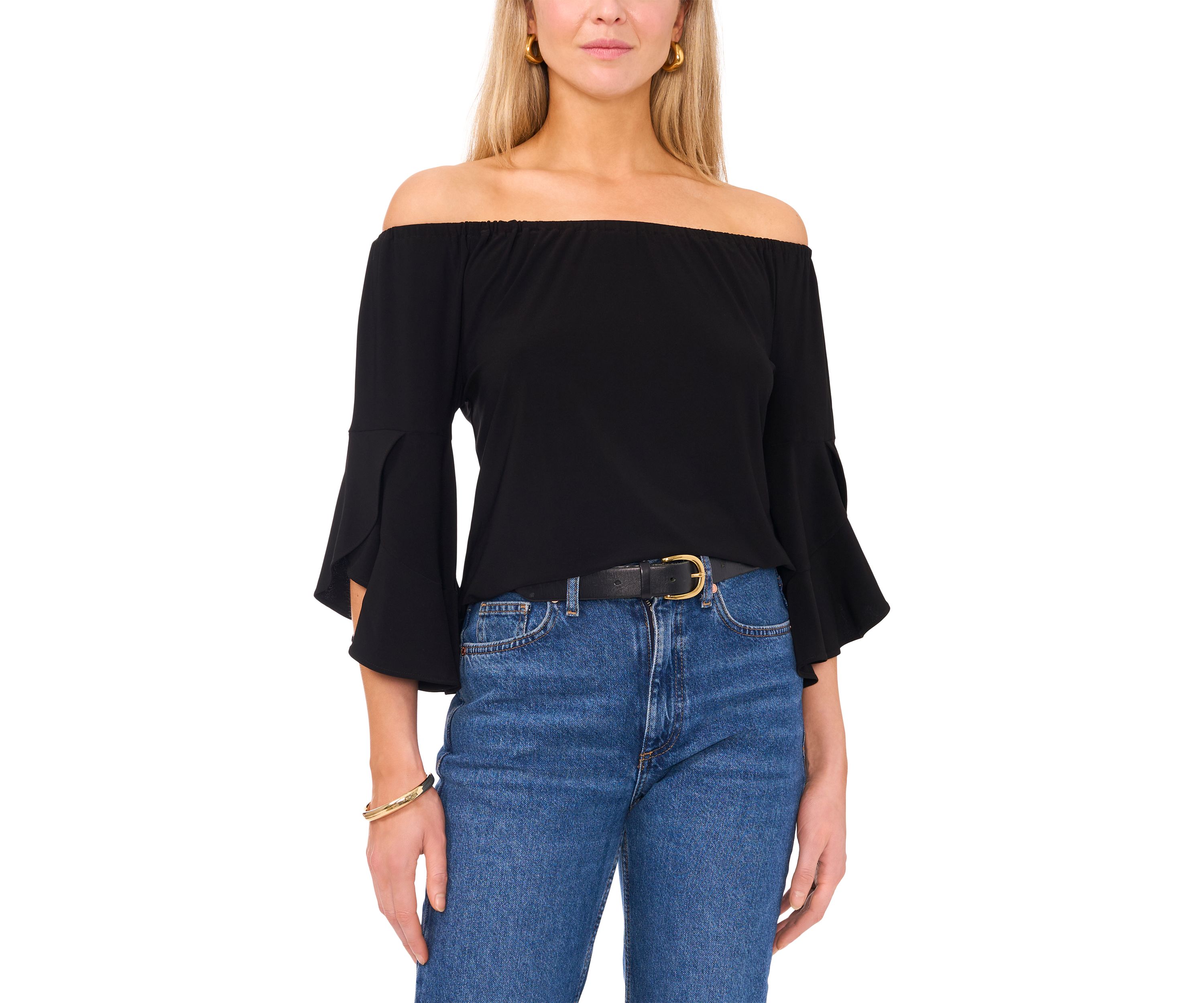 Womens Off the Shoulder Flutter Sleeve Top 