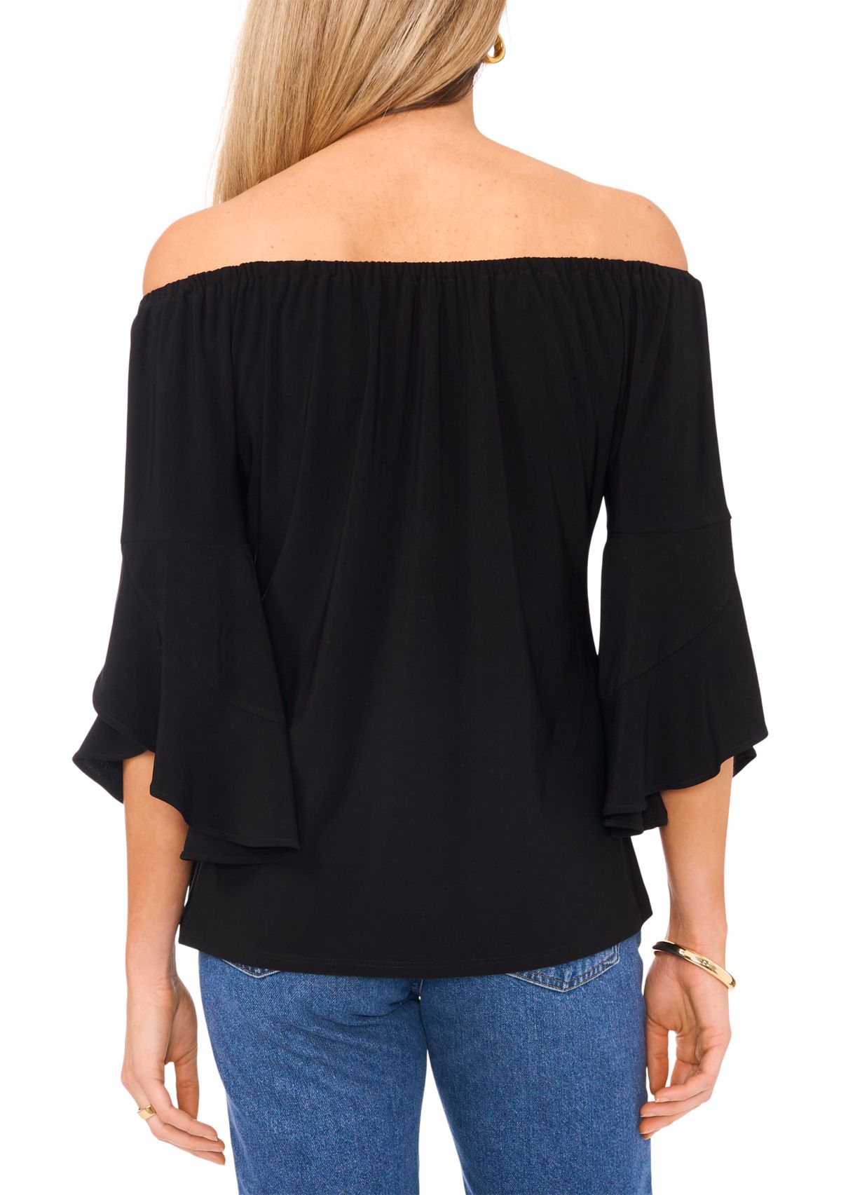 Womens Off the Shoulder Flutter Sleeve Top 