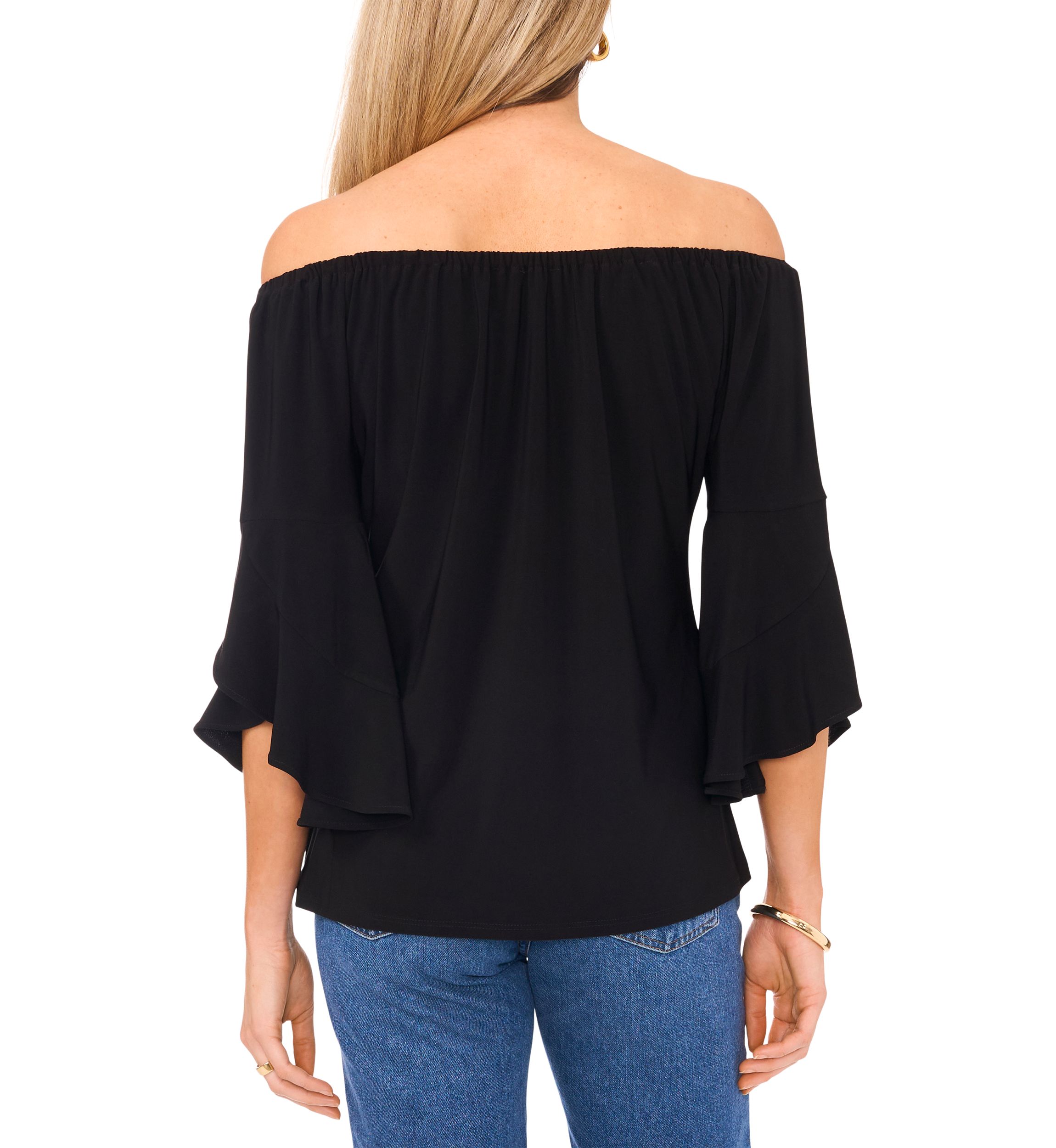 Womens Off the Shoulder Flutter Sleeve Top 