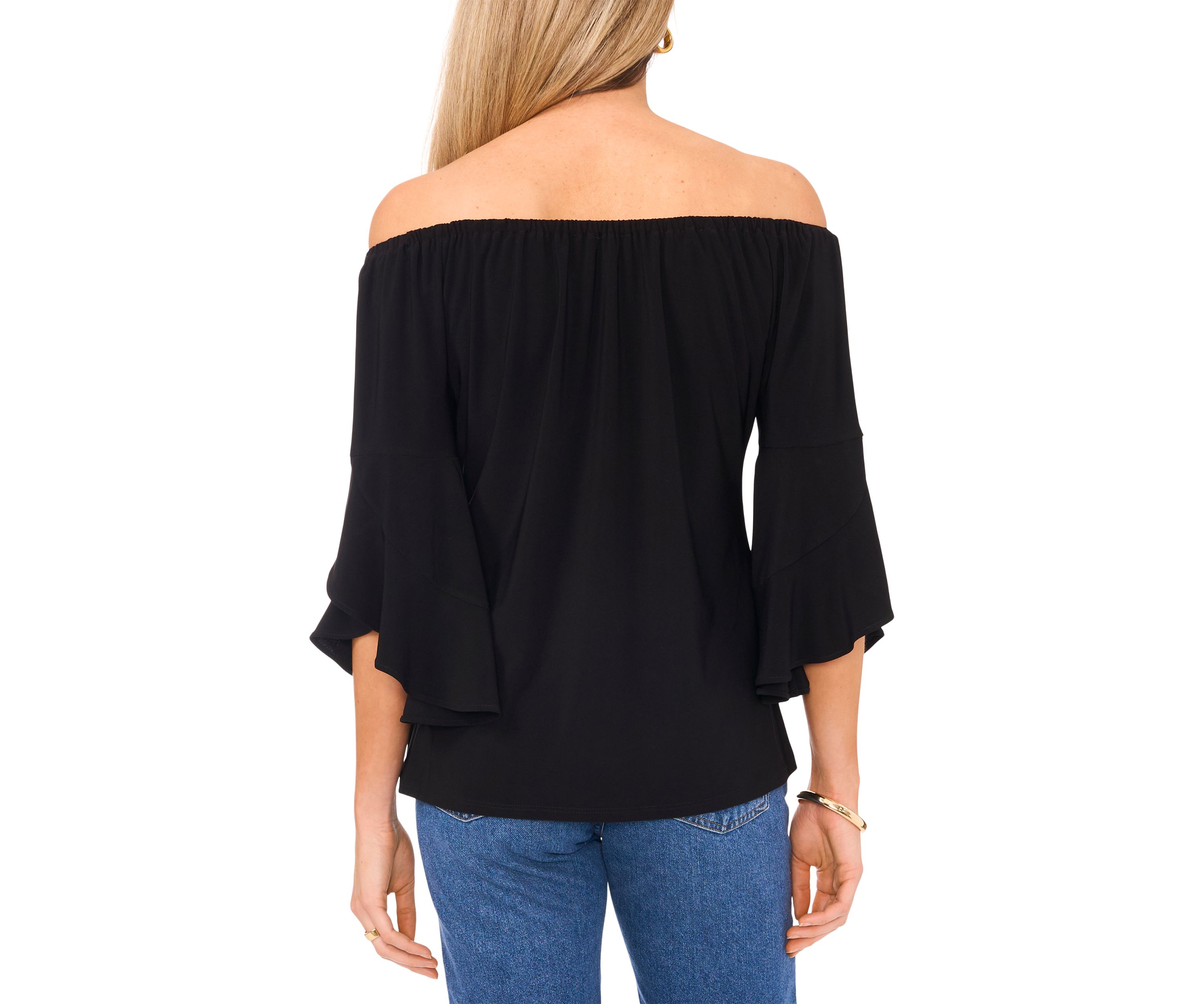 Womens Off the Shoulder Flutter Sleeve Top 