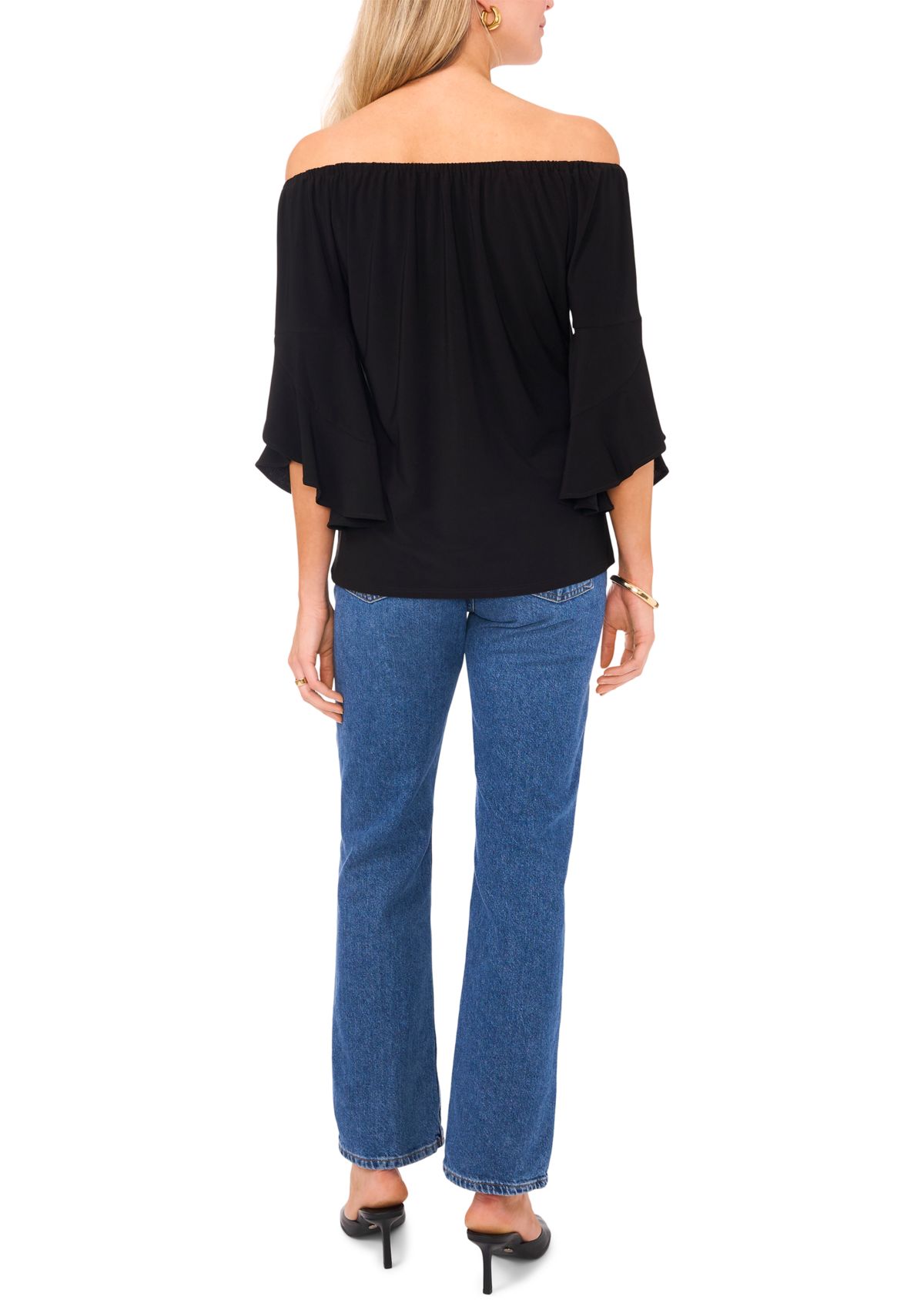 Womens Off the Shoulder Flutter Sleeve Top 