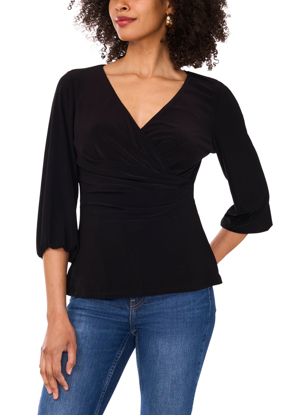 Womens 3/4 Sleeve Wrap Top