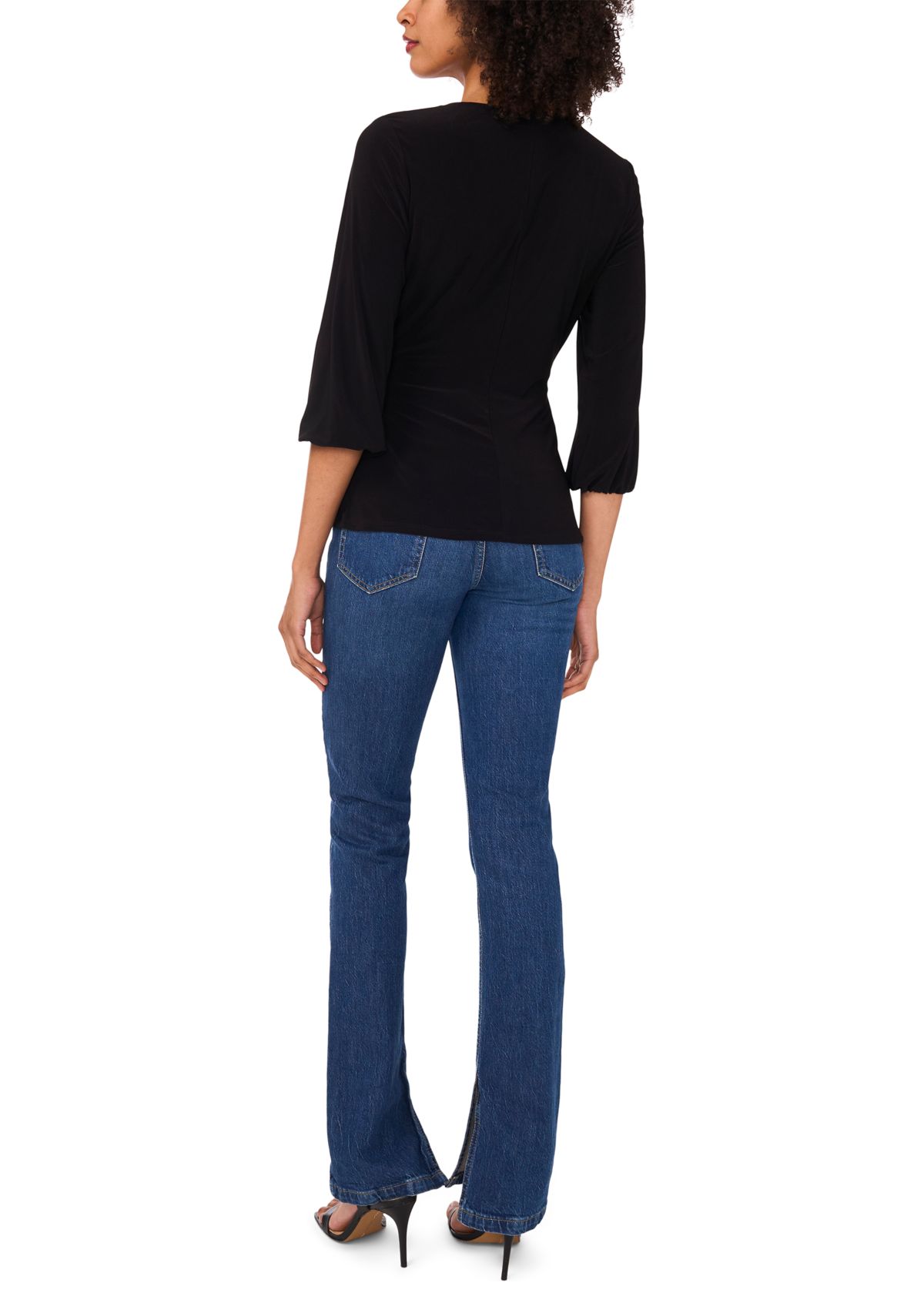 Womens 3/4 Sleeve Wrap Top