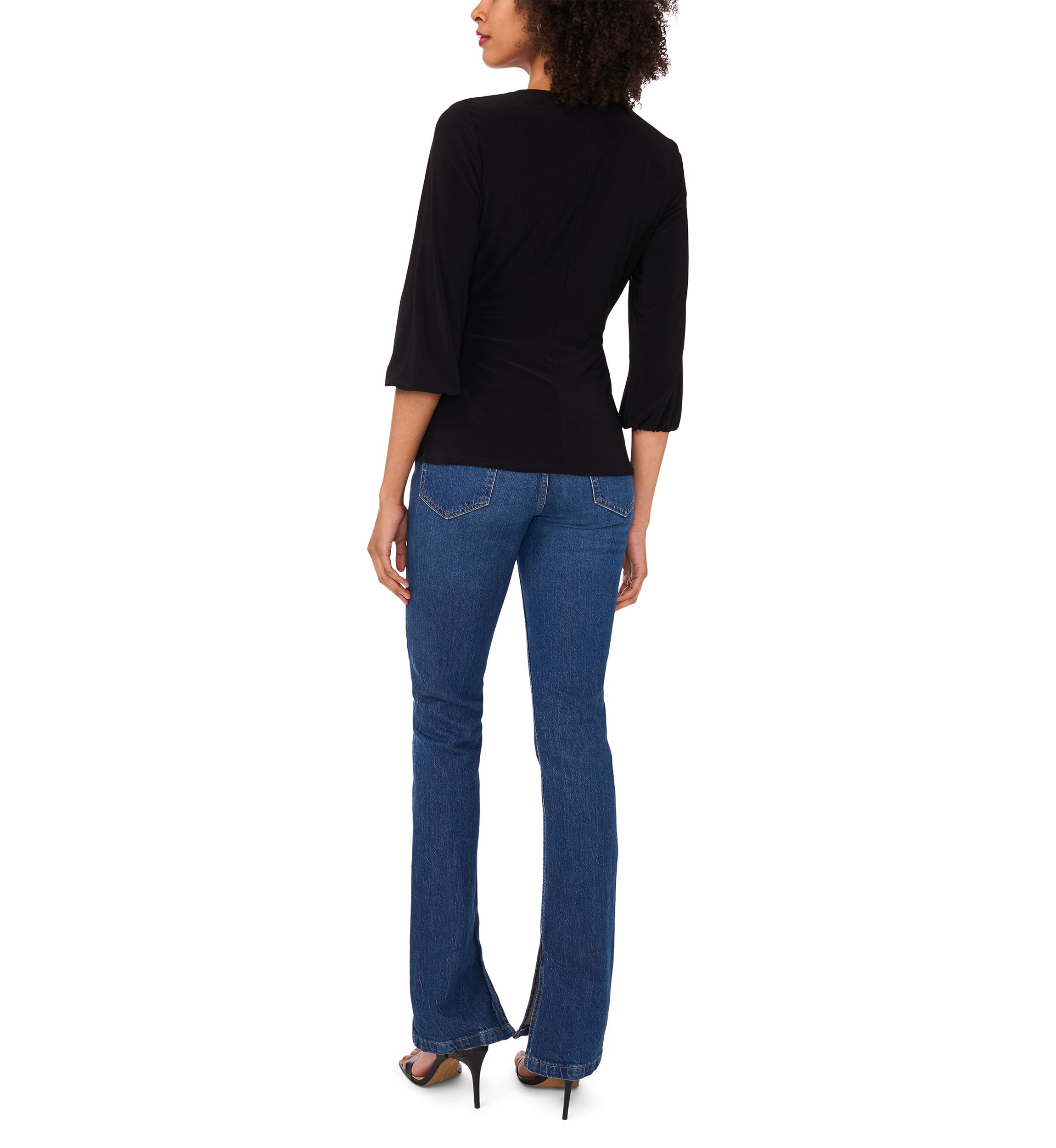 Womens 3/4 Sleeve Wrap Top