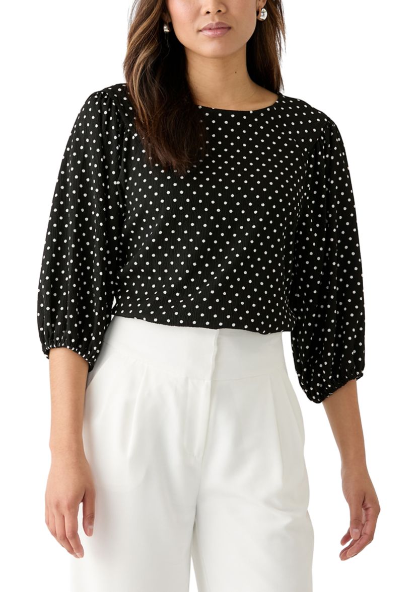 Womens Dot Textured Knit Top