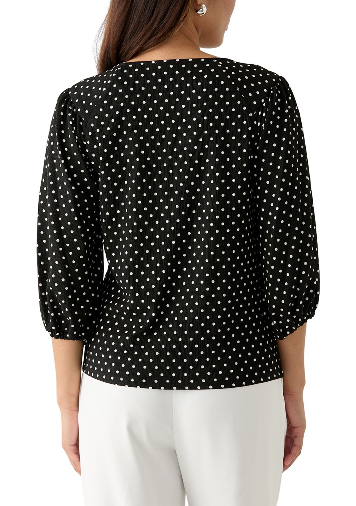 Womens Dot Textured Knit Top