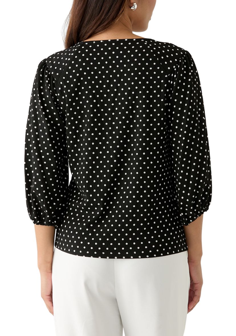 Womens Dot Textured Knit Top