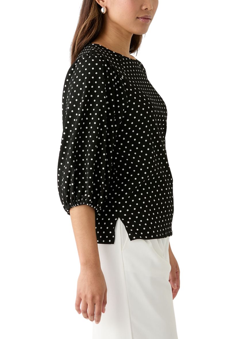 Womens Dot Textured Knit Top