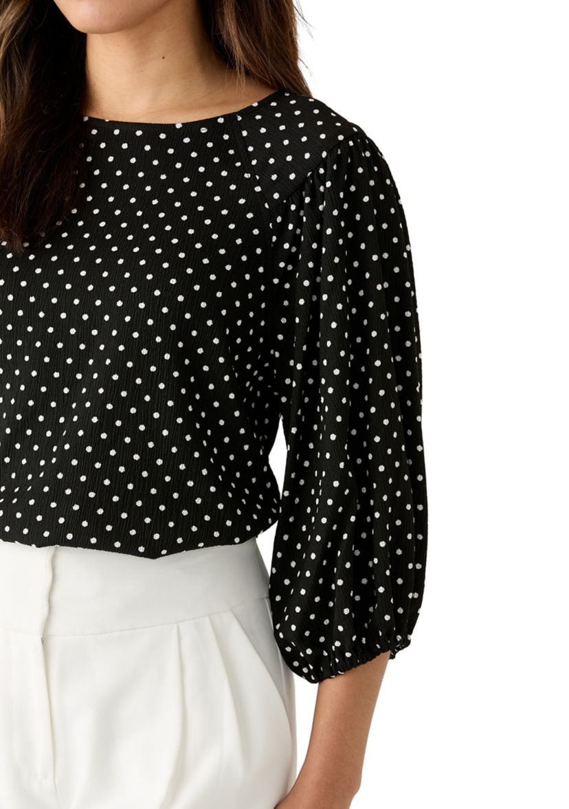 Womens Dot Textured Knit Top