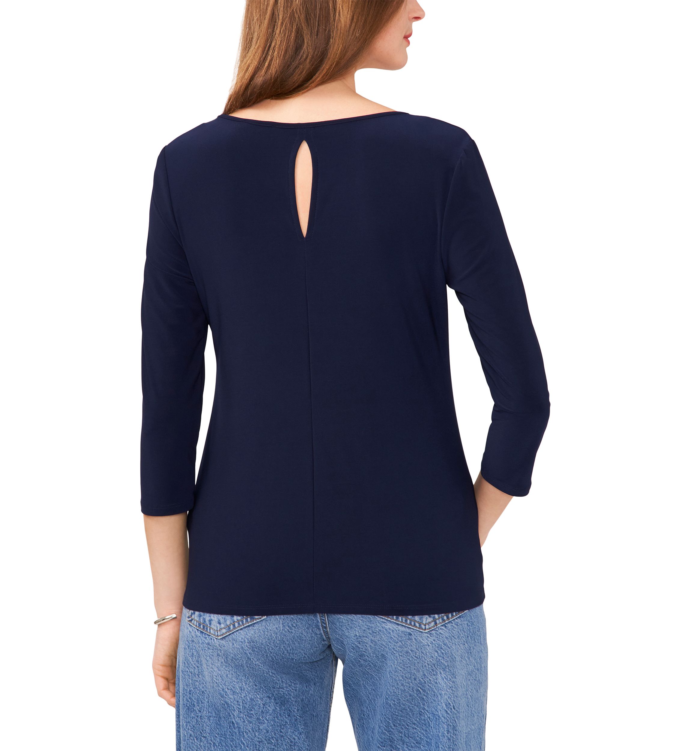 Petite 3/4 Sleeve V-Neck Top