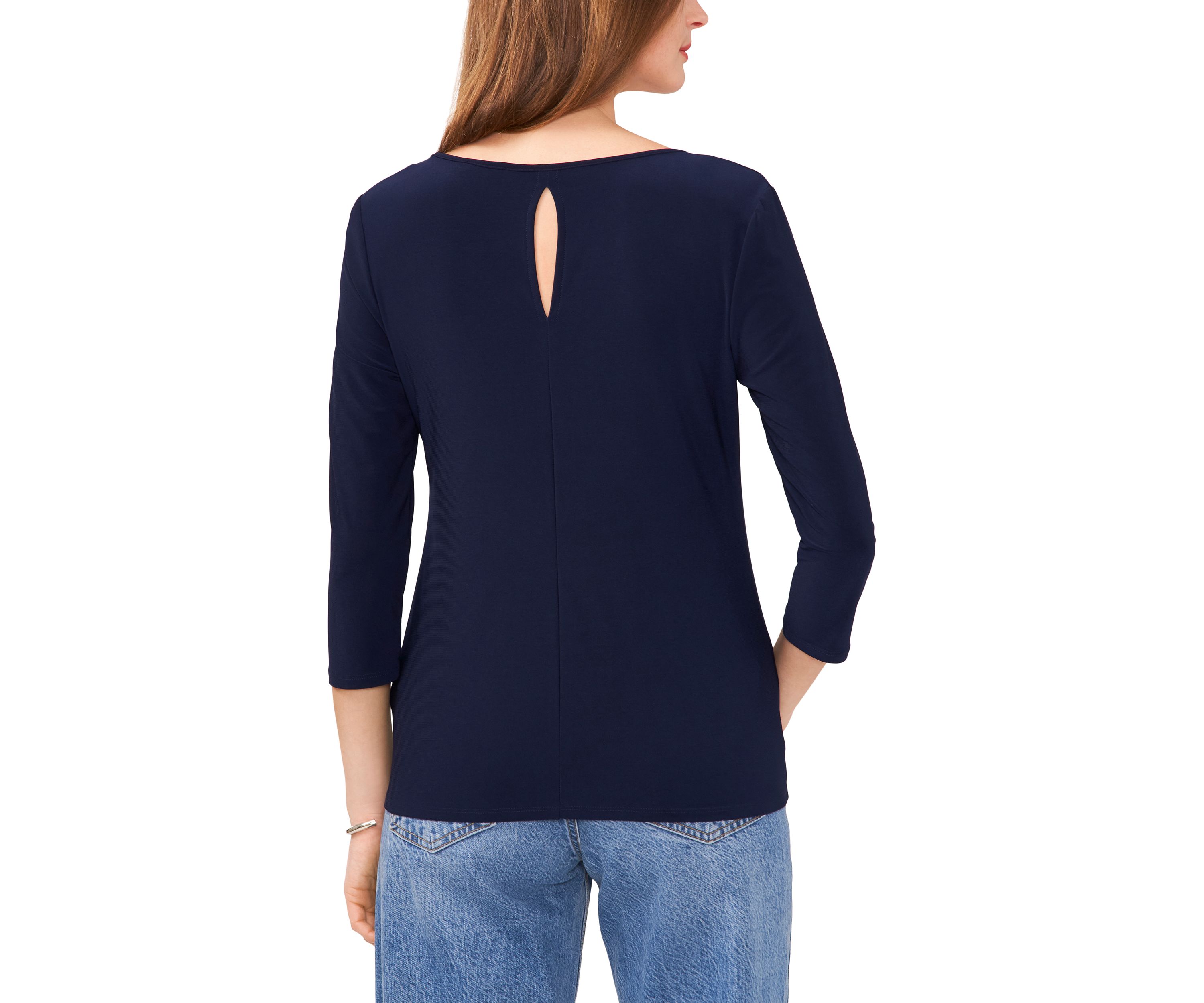 Petite 3/4 Sleeve V-Neck Top