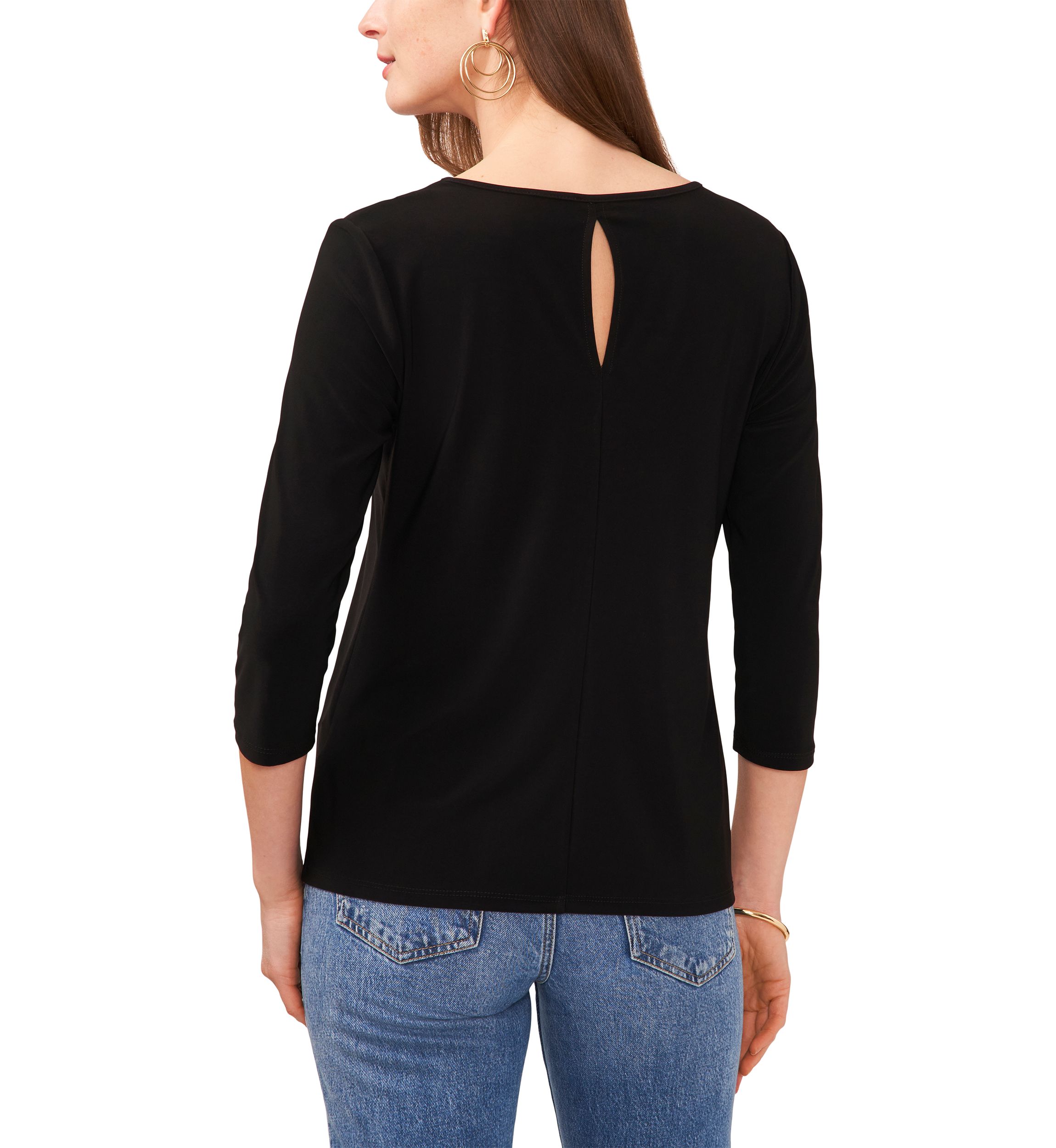 Petite 3/4 Sleeve V-Neck Top 