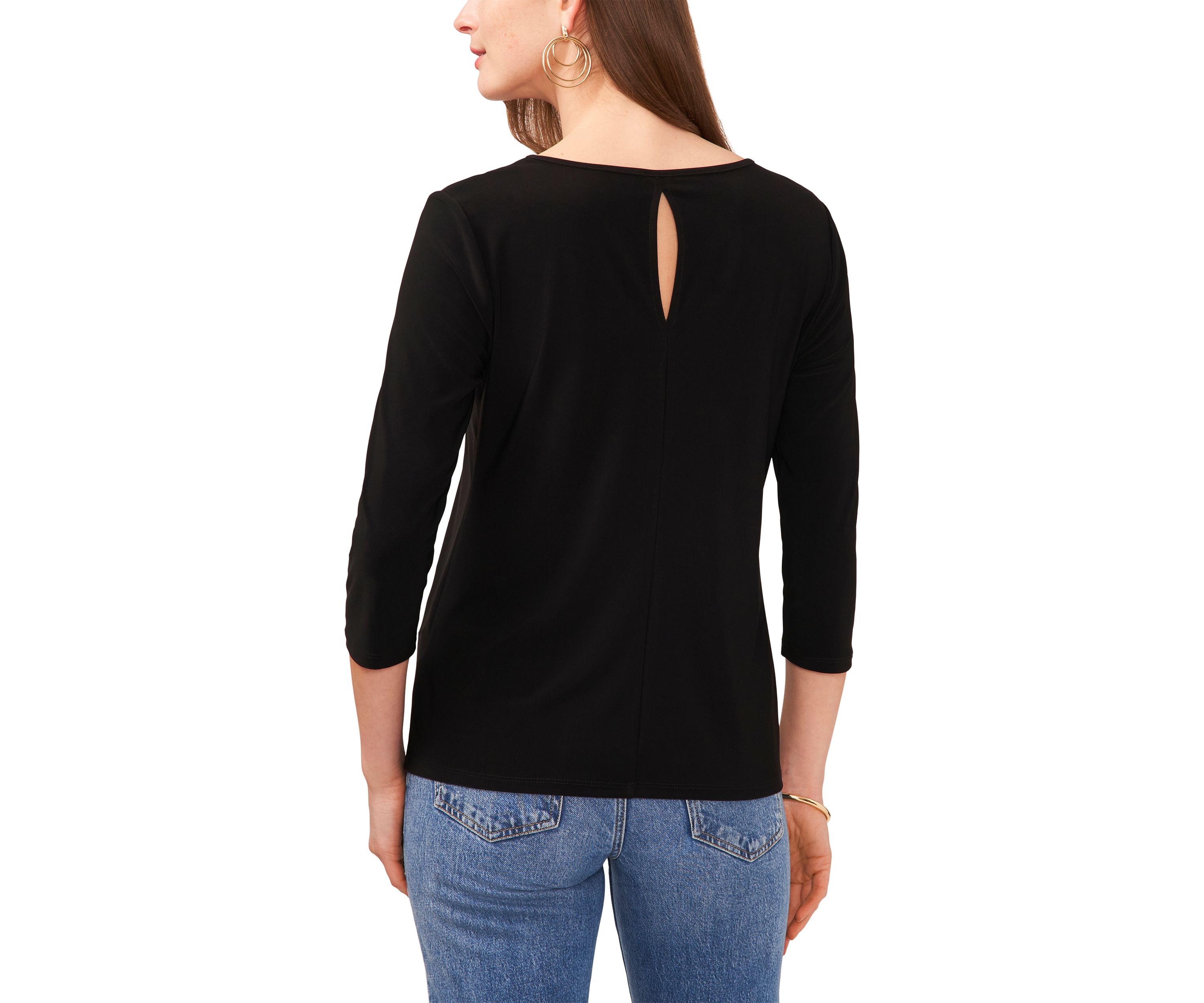 Petite 3/4 Sleeve V-Neck Top 