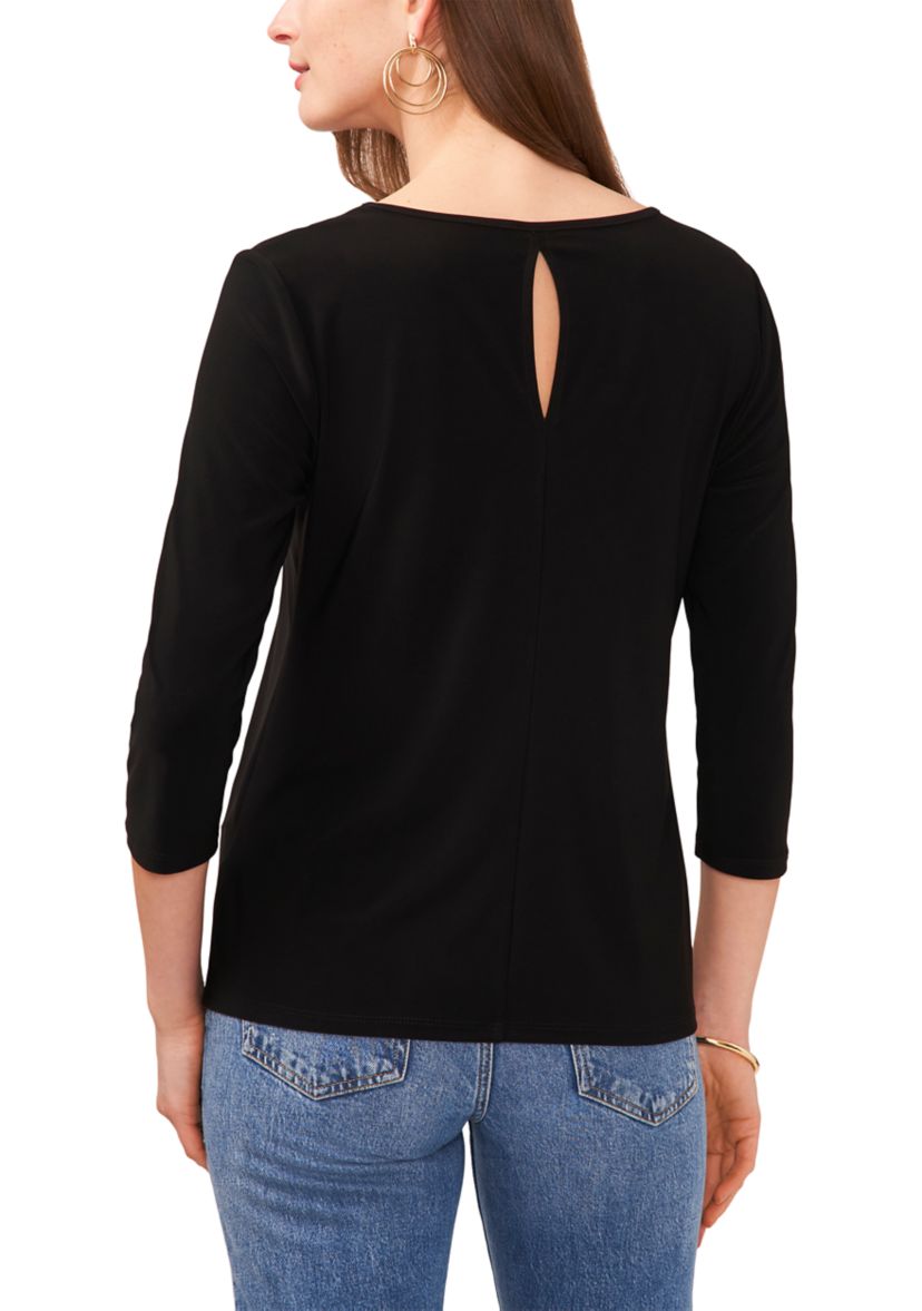 Petite 3/4 Sleeve V-Neck Top 