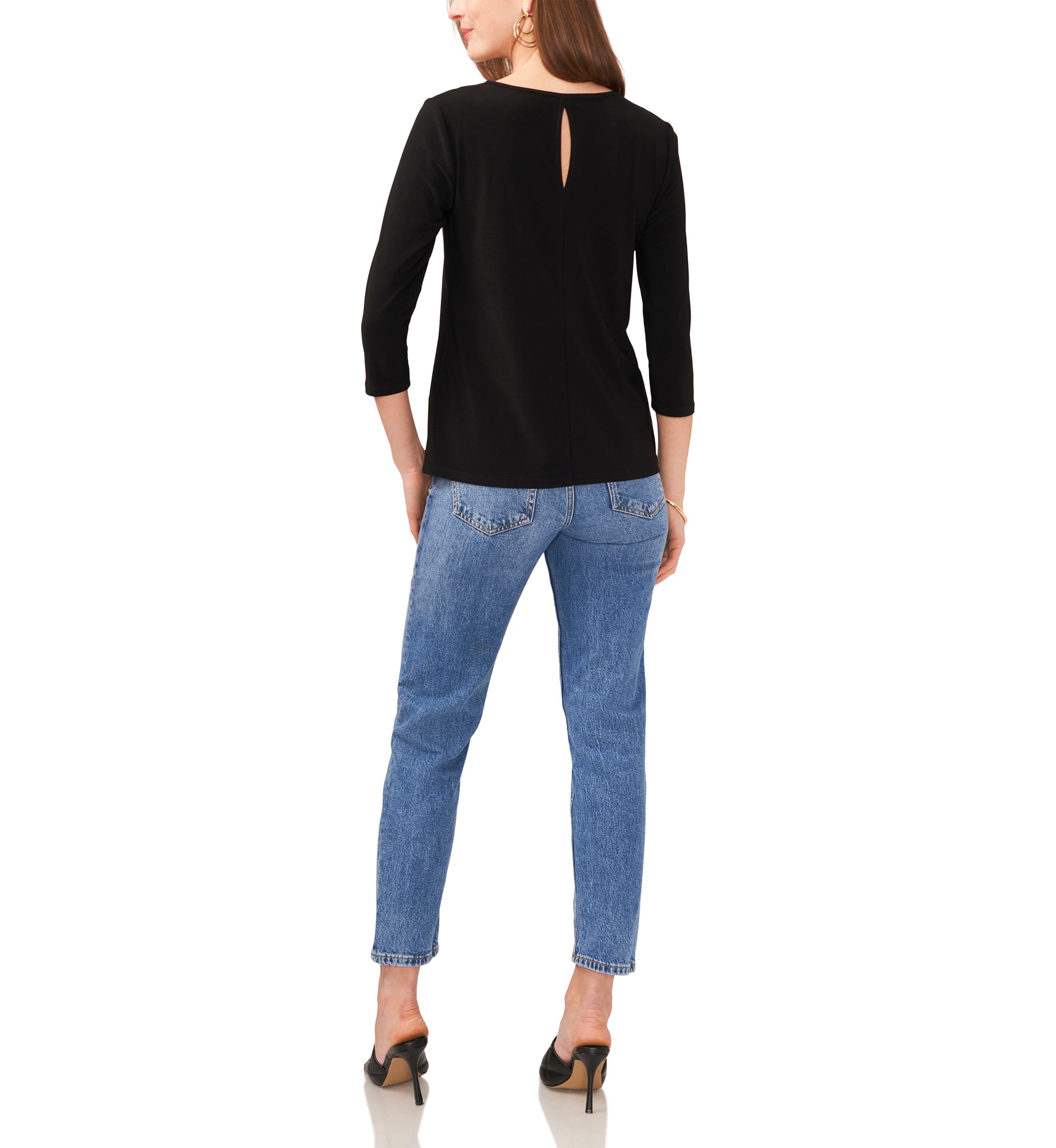 Petite 3/4 Sleeve V-Neck Top 