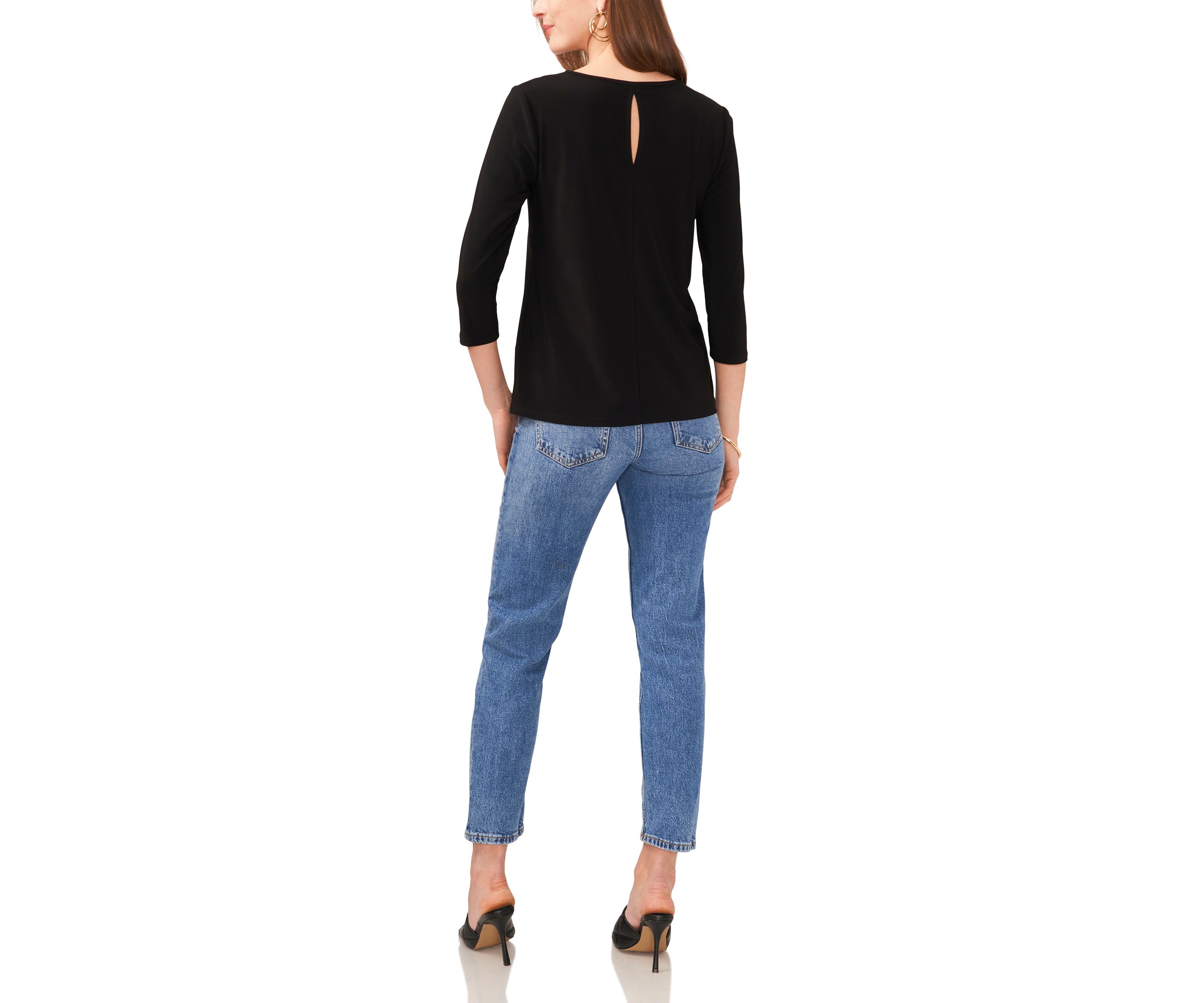 Petite 3/4 Sleeve V-Neck Top 