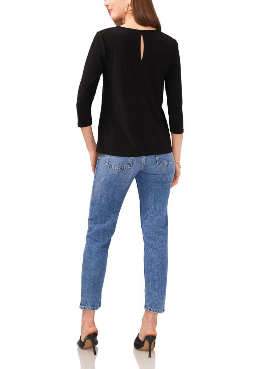 Petite 3/4 Sleeve V-Neck Top 