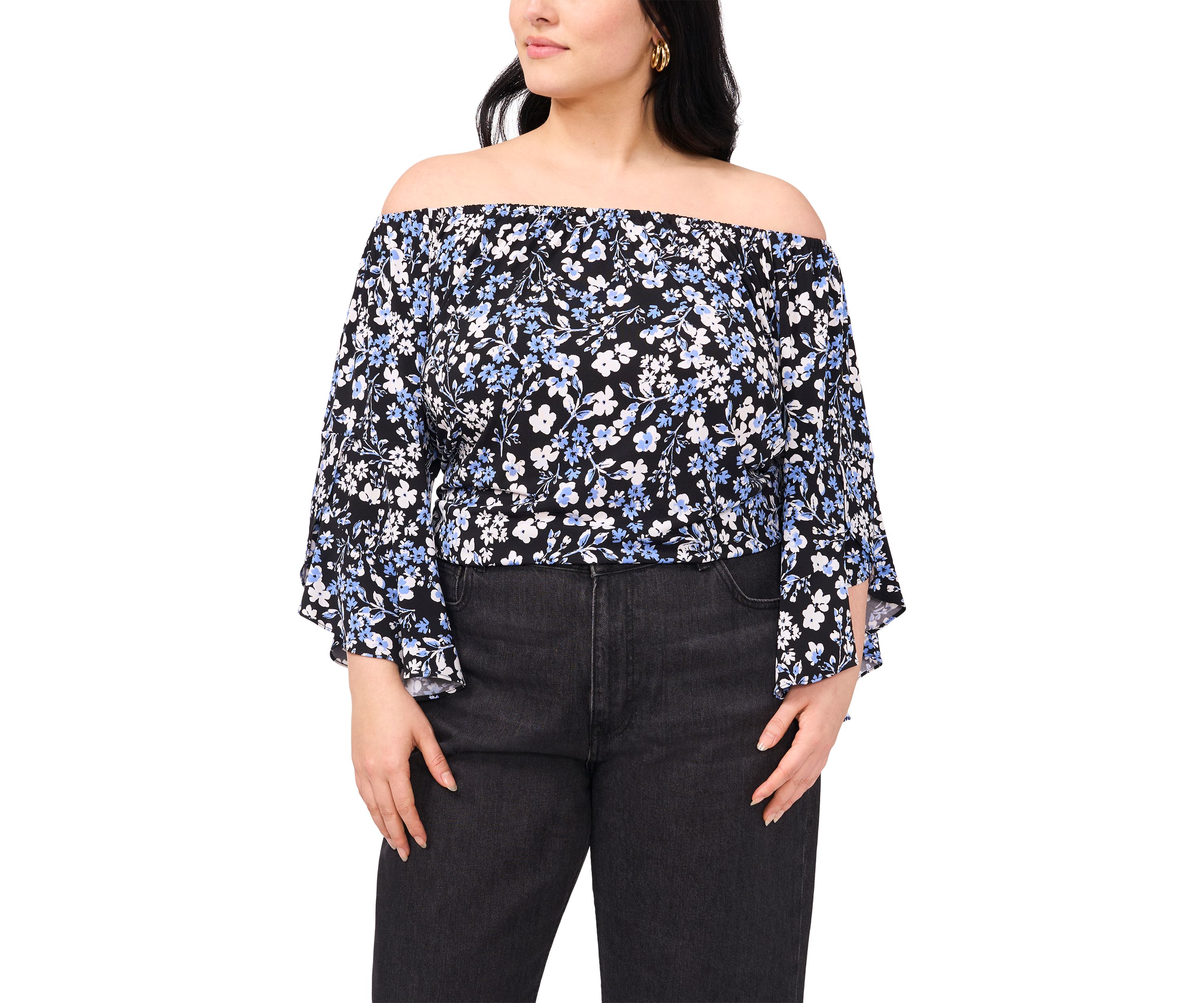 Plus Size Off the Shoulder Ruffle Sleeve Top