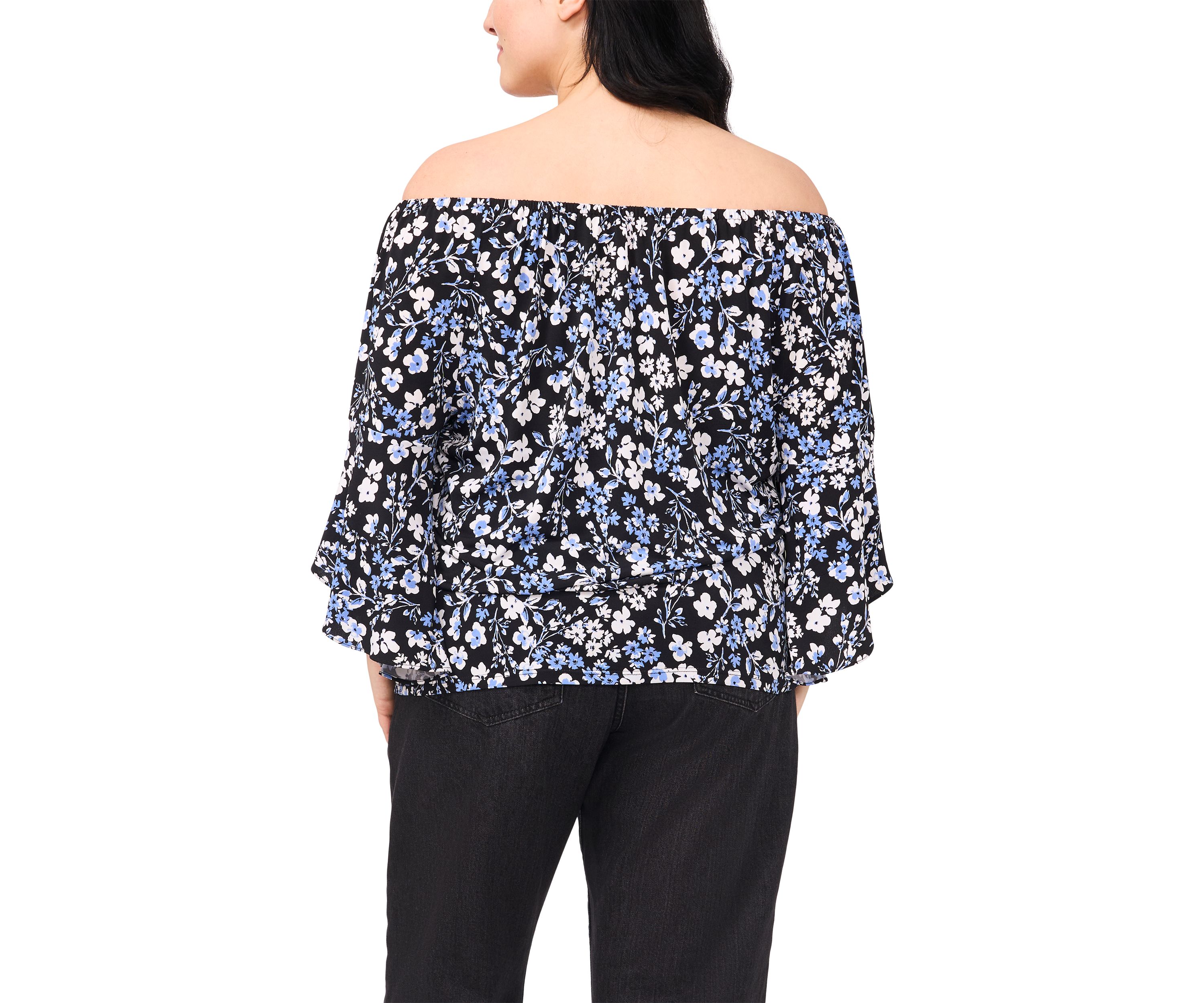 Plus Size Off the Shoulder Ruffle Sleeve Top