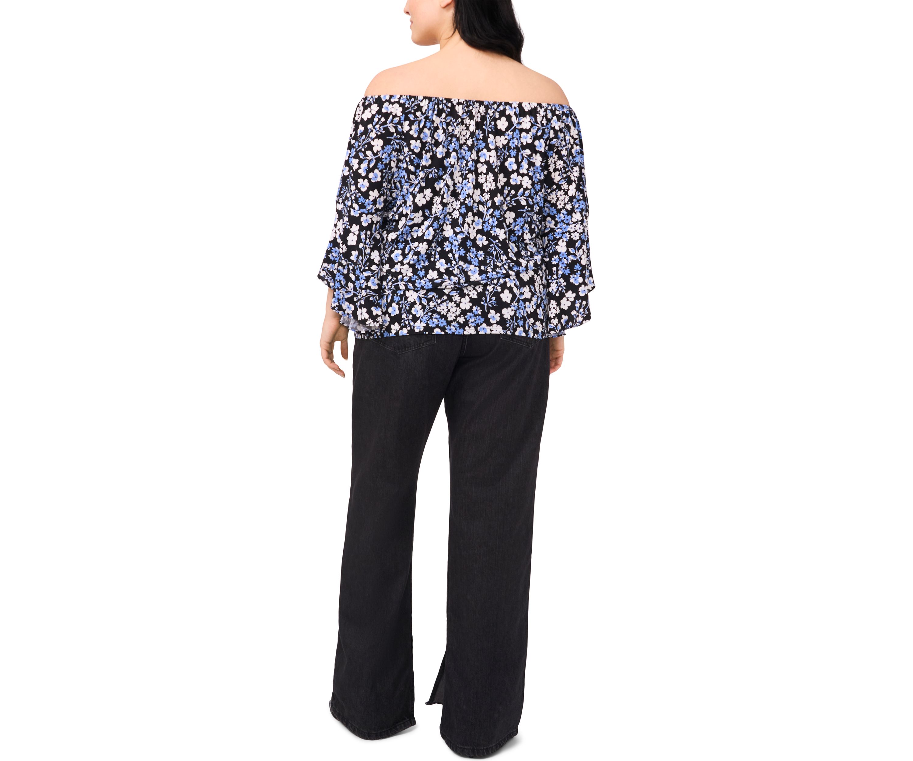 Plus Size Off the Shoulder Ruffle Sleeve Top