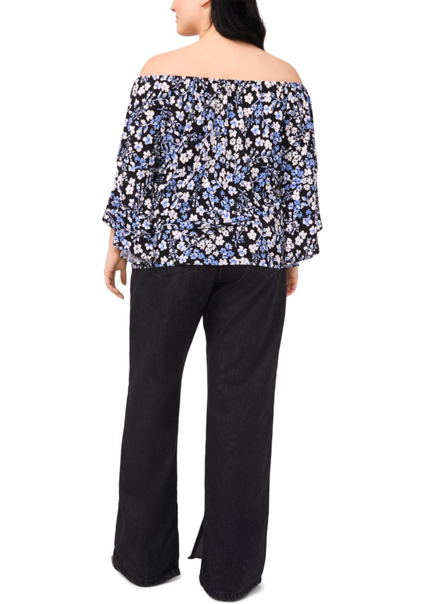 Plus Size Off the Shoulder Ruffle Sleeve Top
