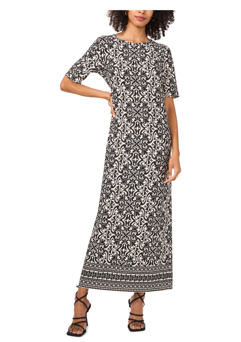 Womens 3/4 Sleeve Printed Dress