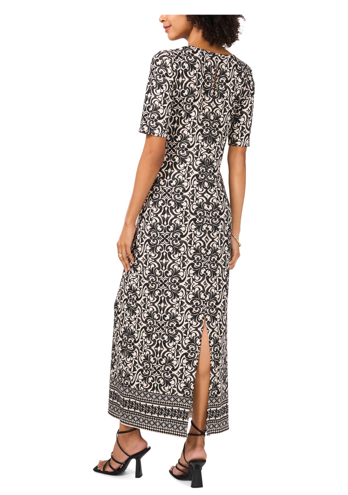 Womens 3/4 Sleeve Printed Dress