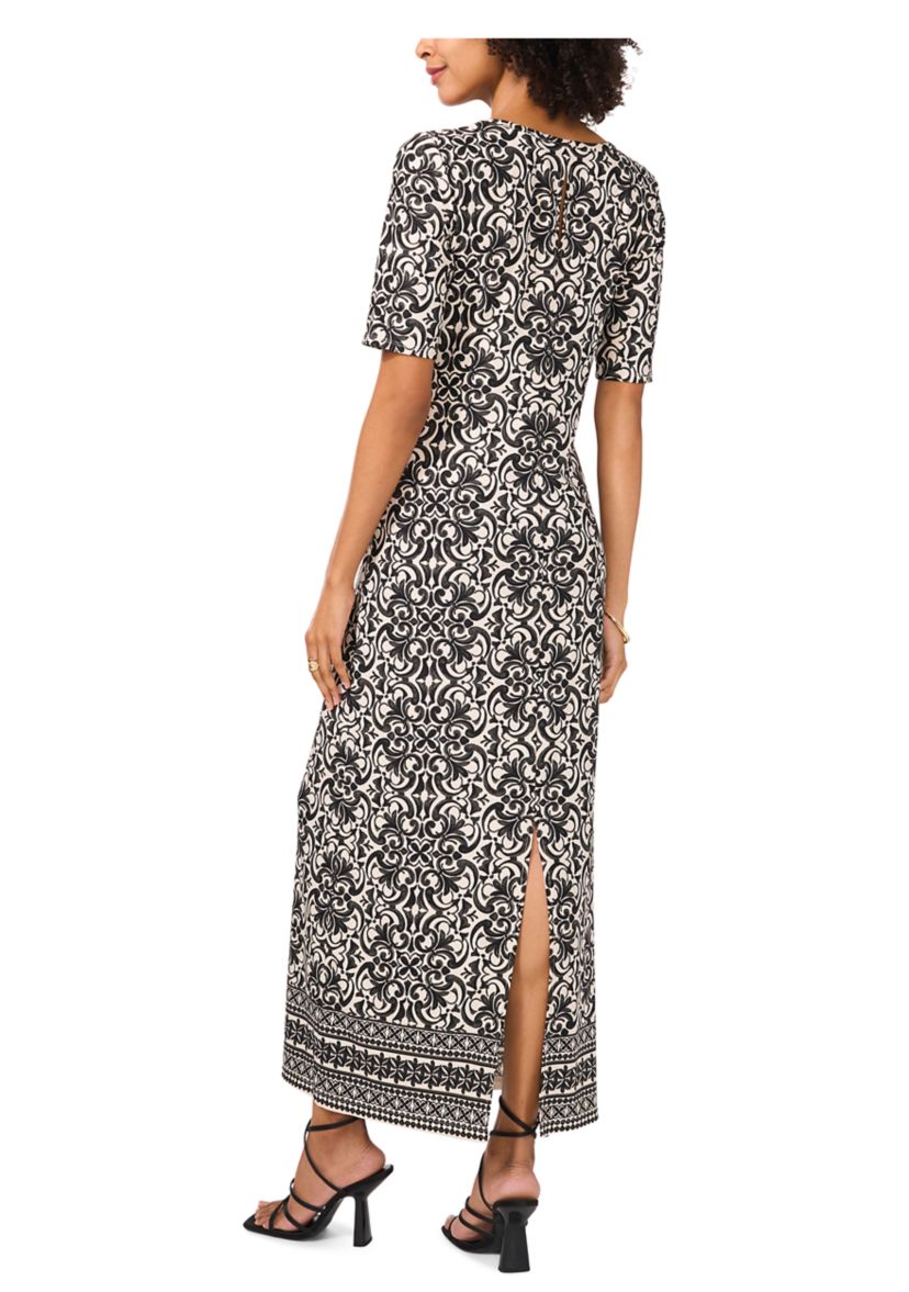 Womens 3/4 Sleeve Printed Dress