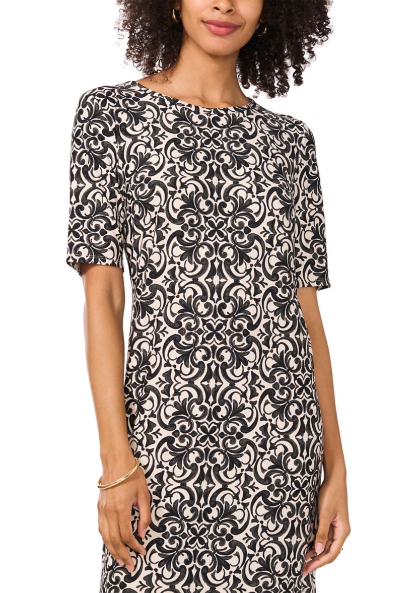 Womens 3/4 Sleeve Printed Dress