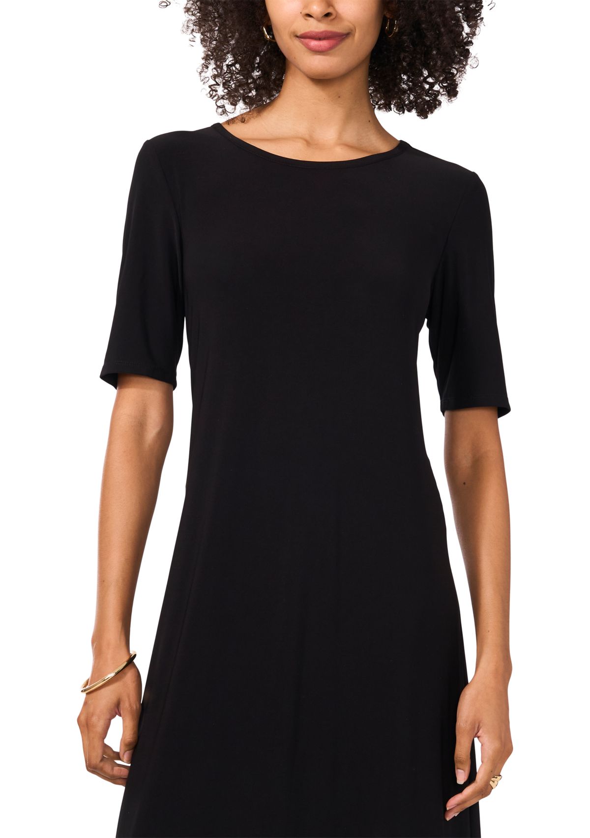 Womens Elbow Sleeve Solid Maxi Dress