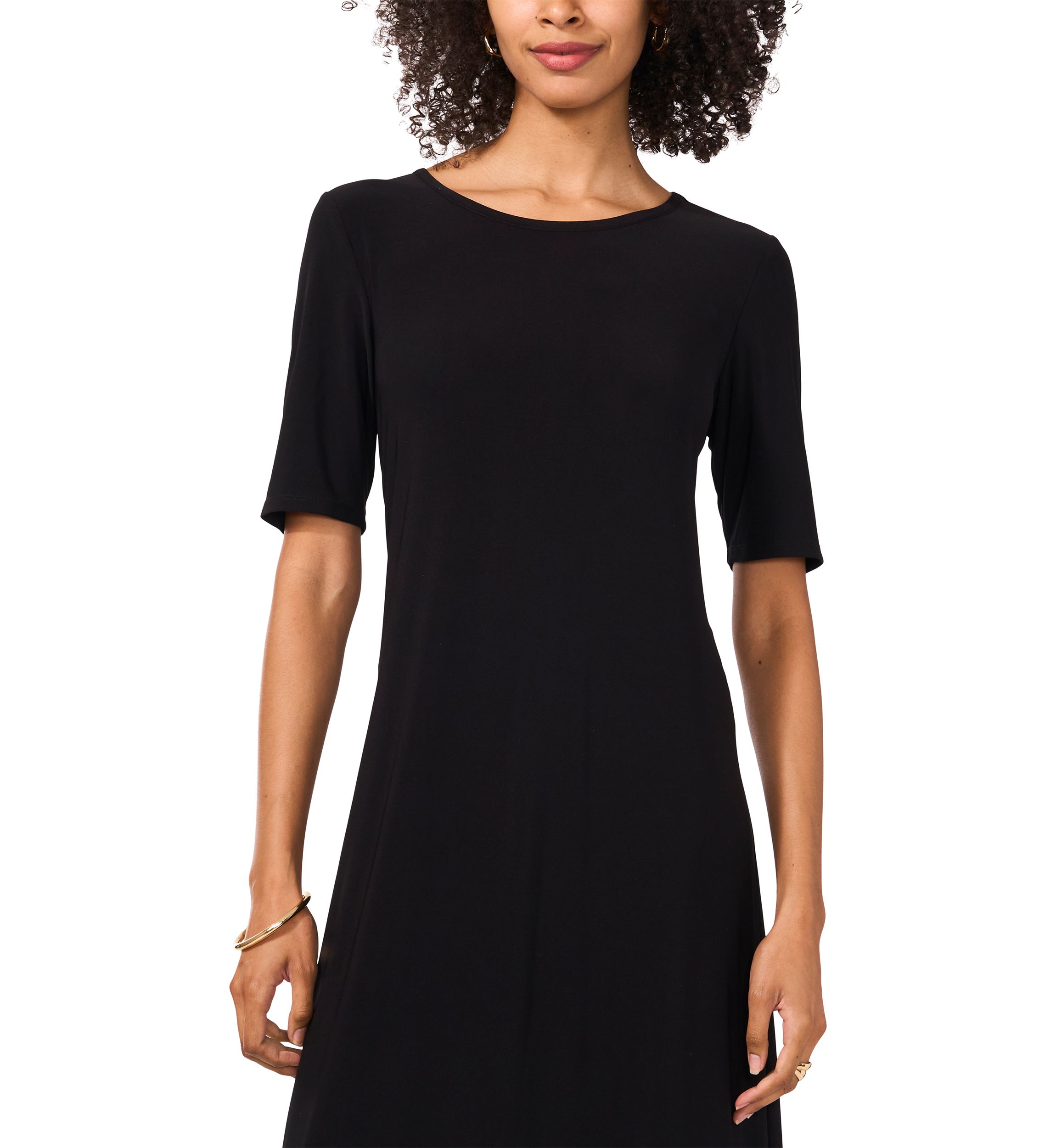 Womens Elbow Sleeve Solid Maxi Dress