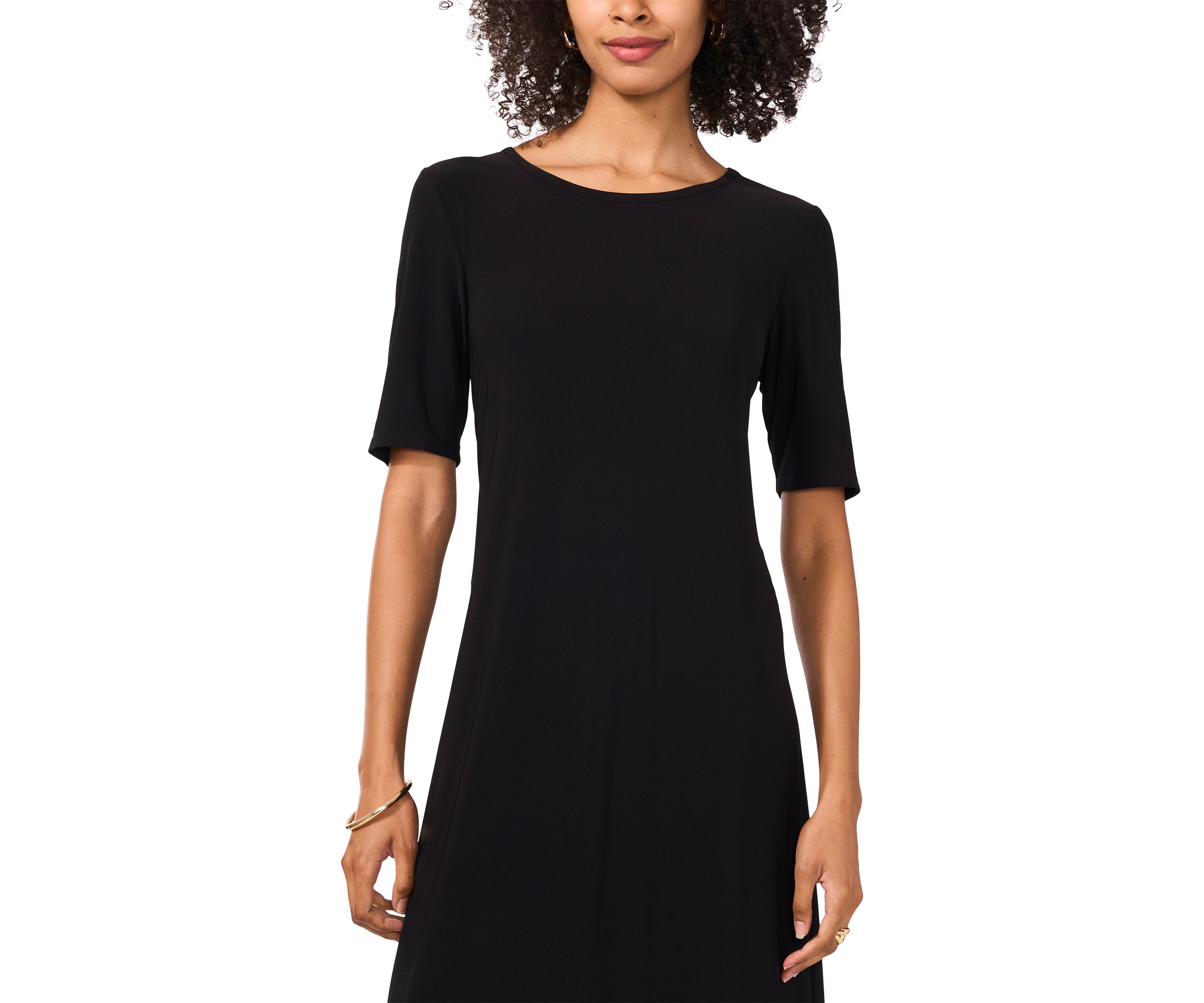 Womens Elbow Sleeve Solid Maxi Dress