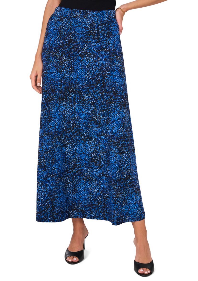 Womens Pull On Smudge Print Mesh Midi Skirt