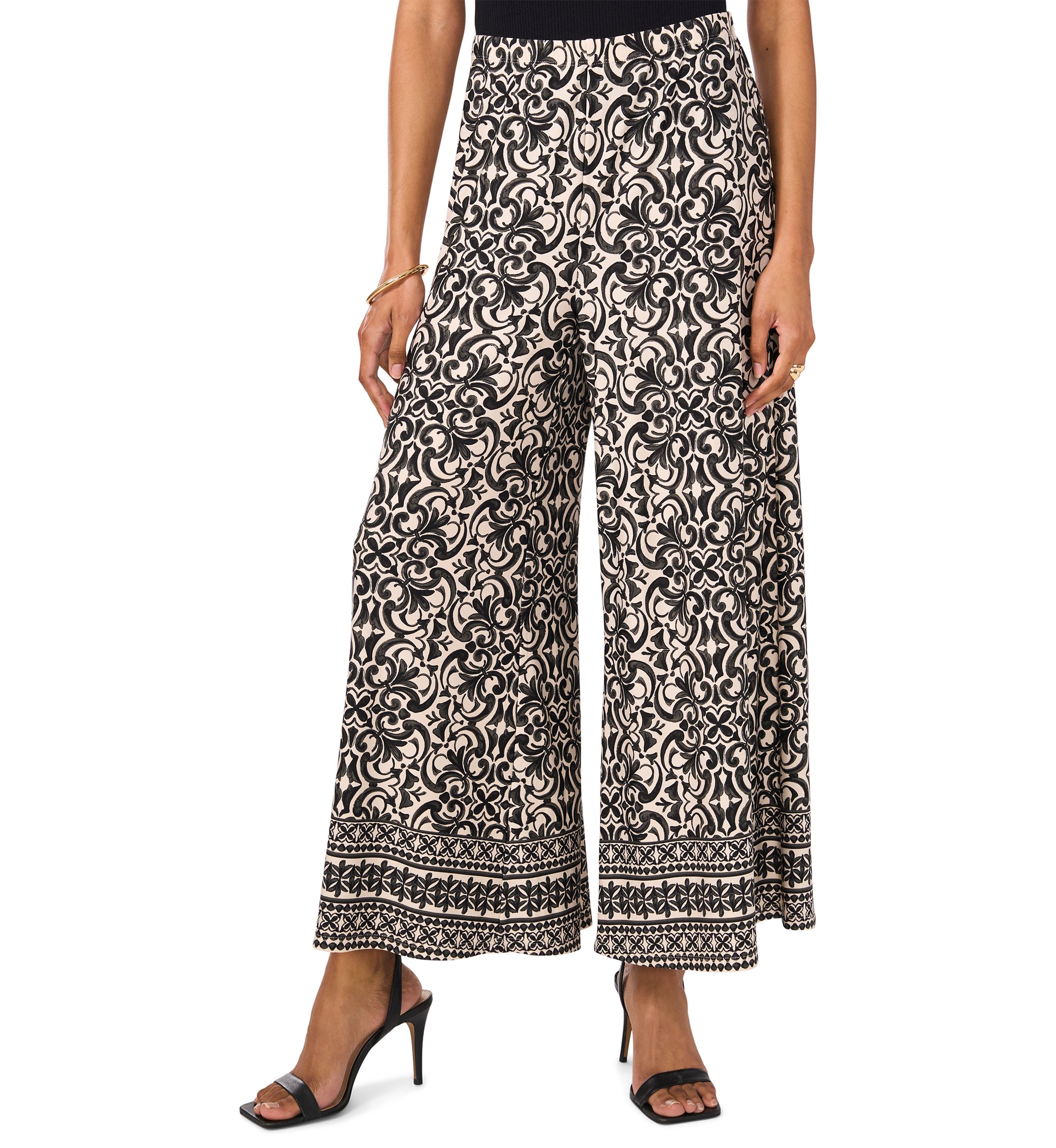 Womens Medallion Wide Leg Pants 