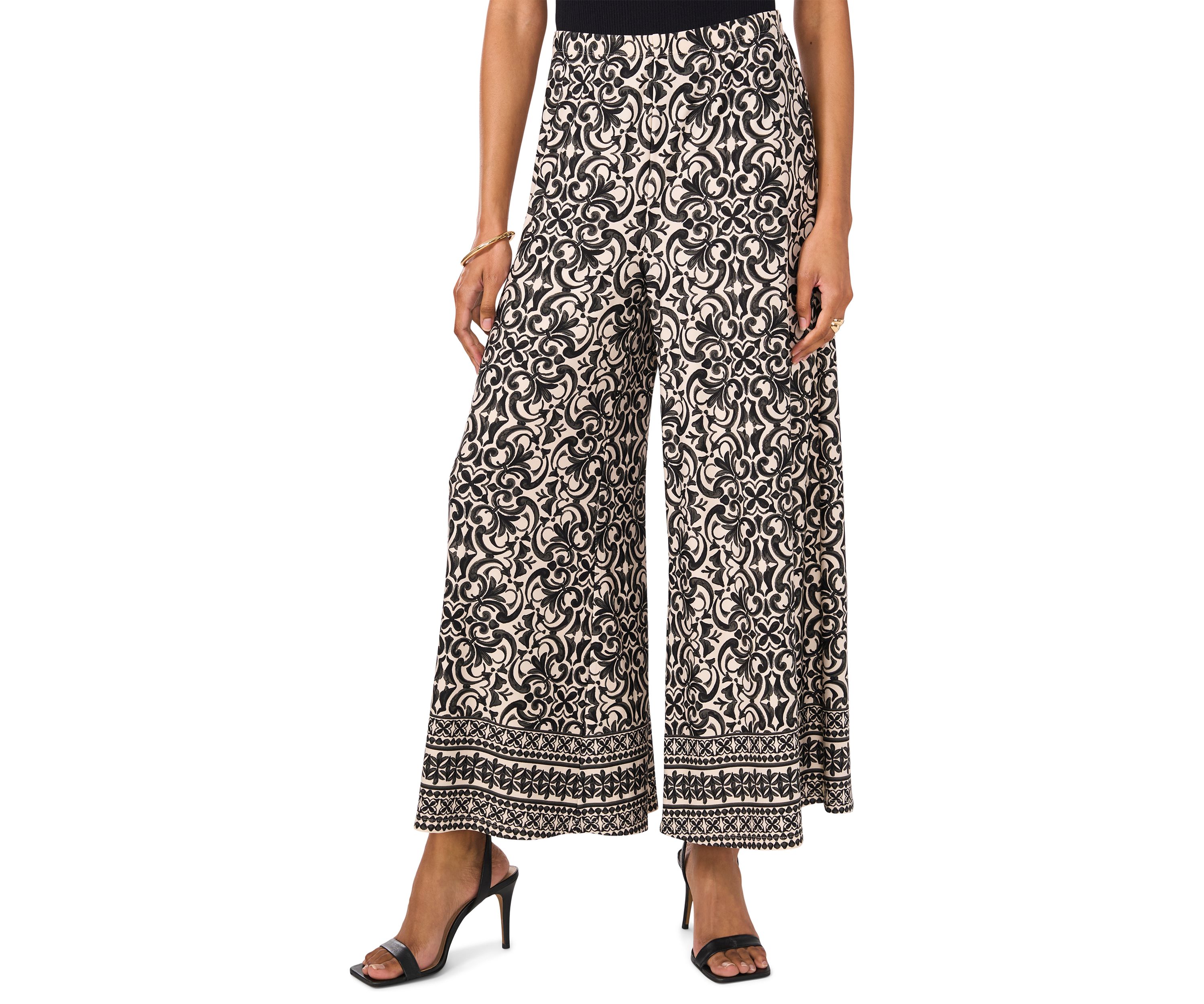 Womens Medallion Wide Leg Pants 