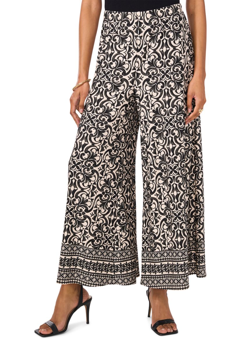 Womens Medallion Wide Leg Pants 