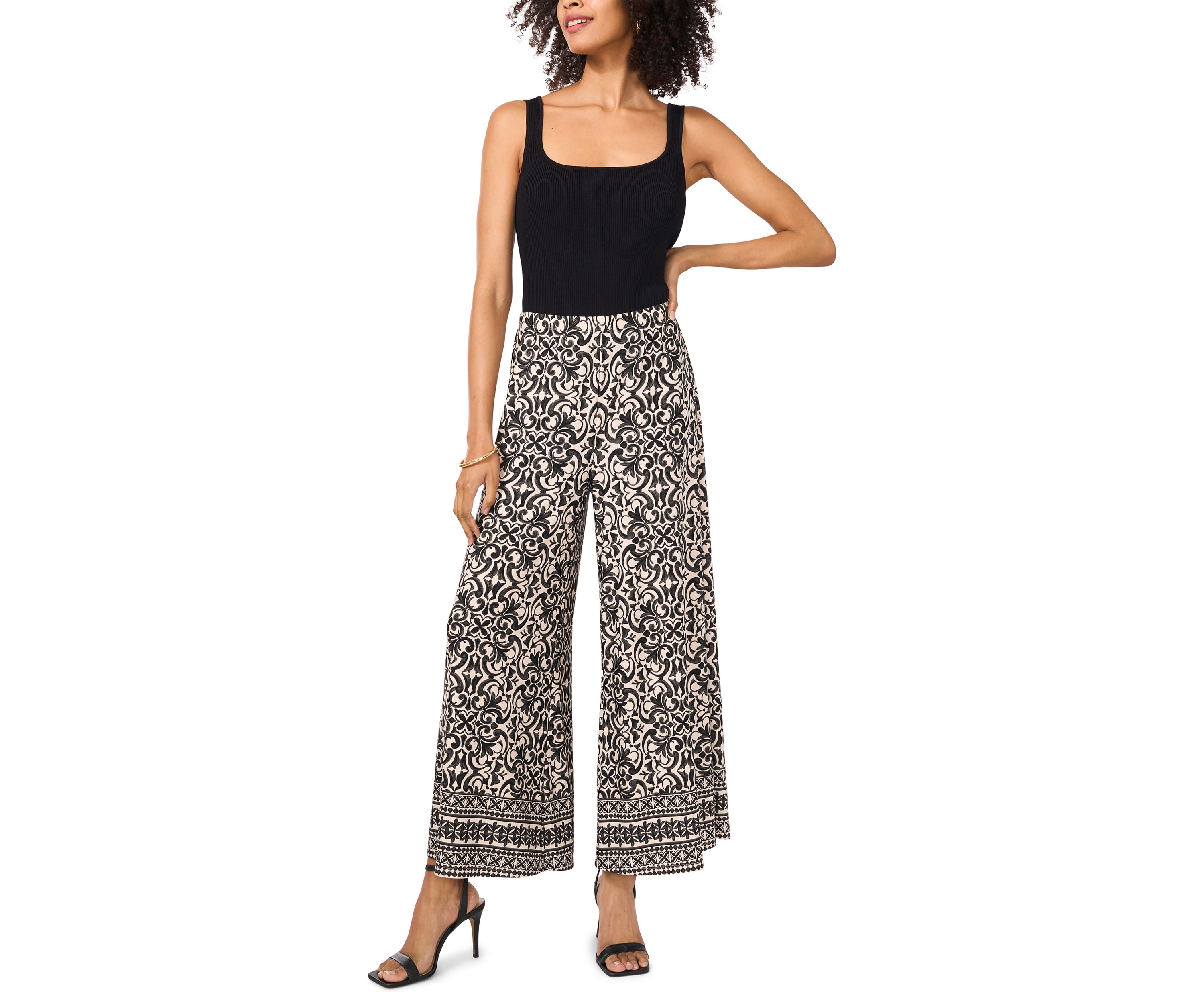 Womens Medallion Wide Leg Pants 