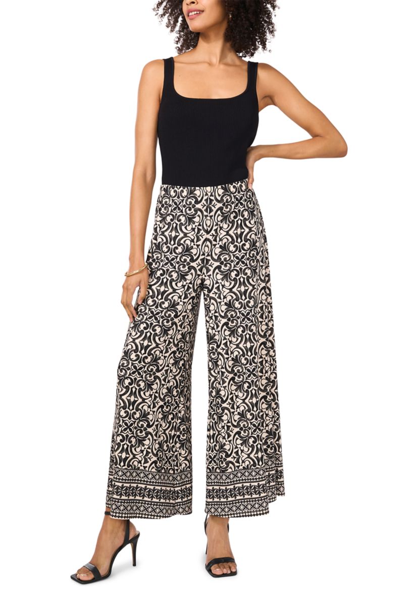 Womens Medallion Wide Leg Pants 